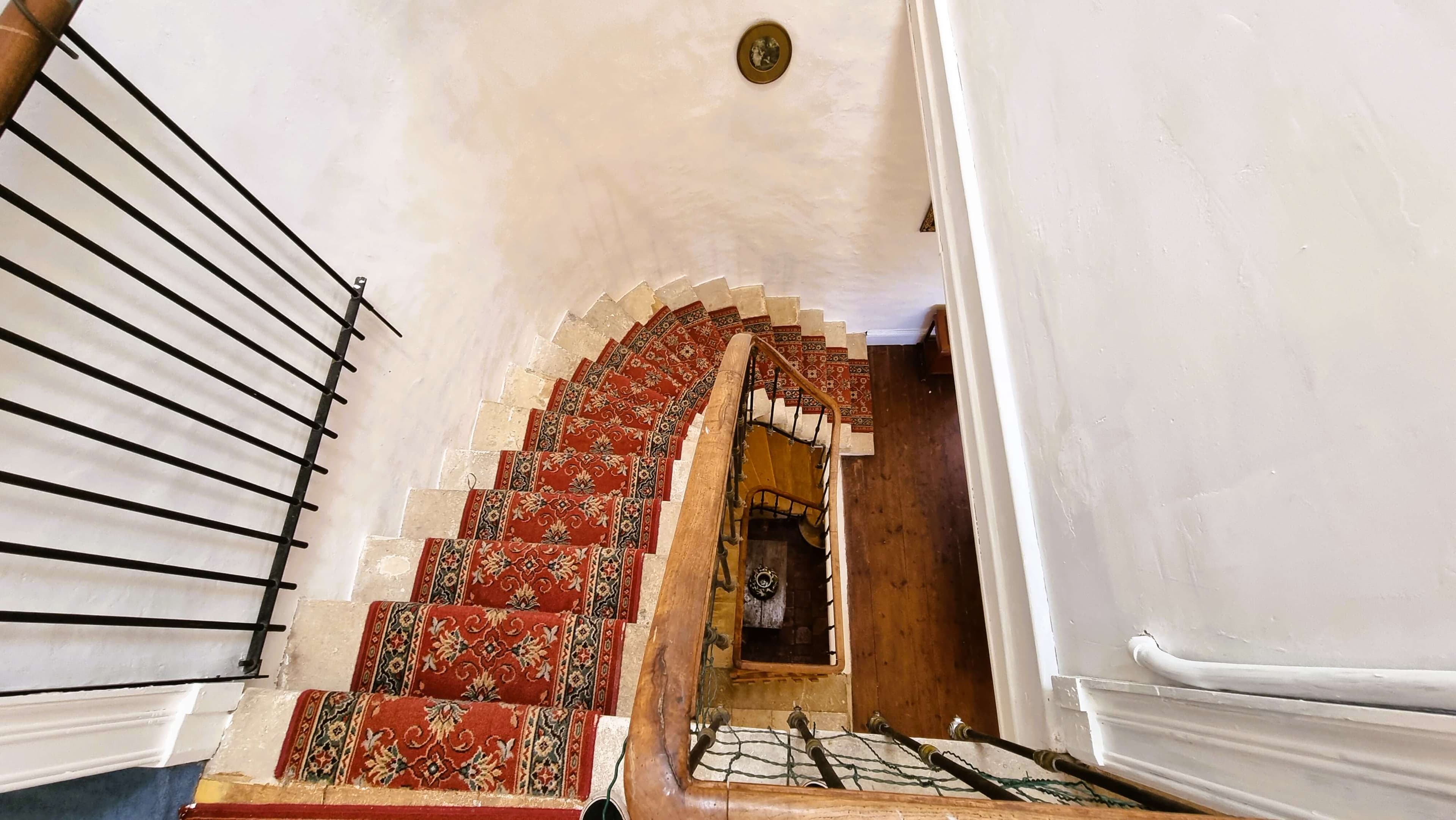 Stone staircase in the majestic entrance hall