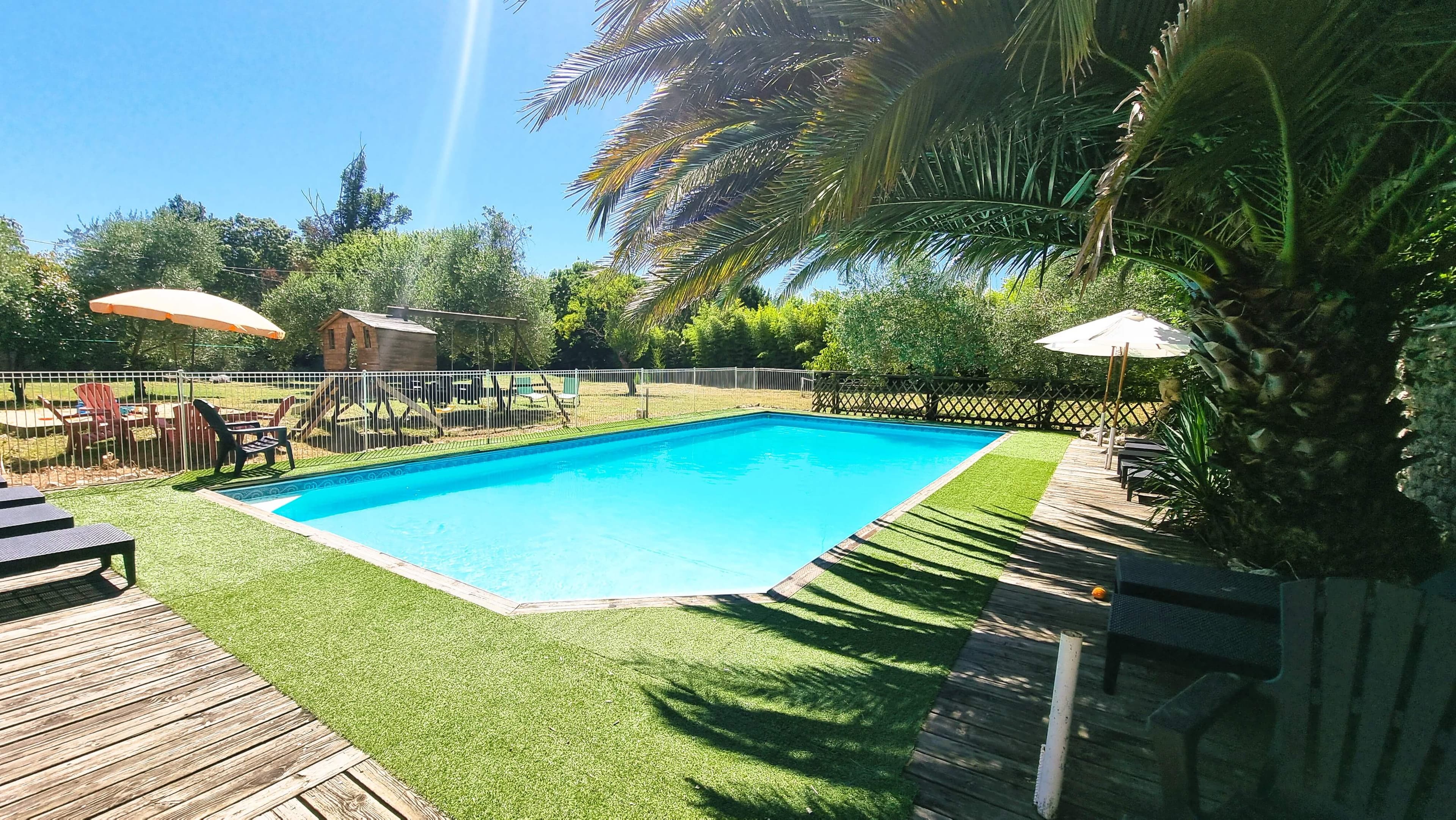 Private swimming pool in a walled garden