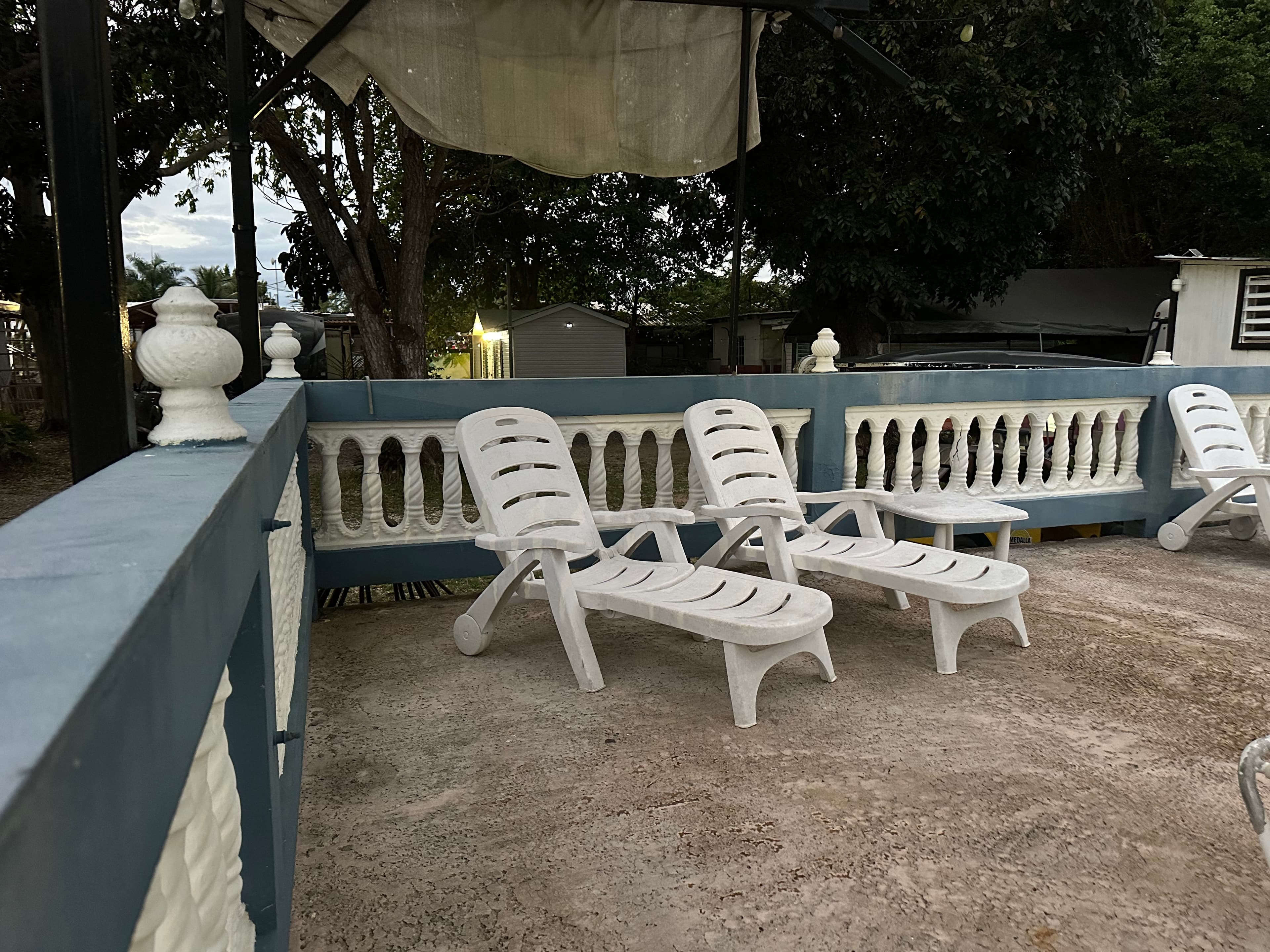 Pool area with chairs