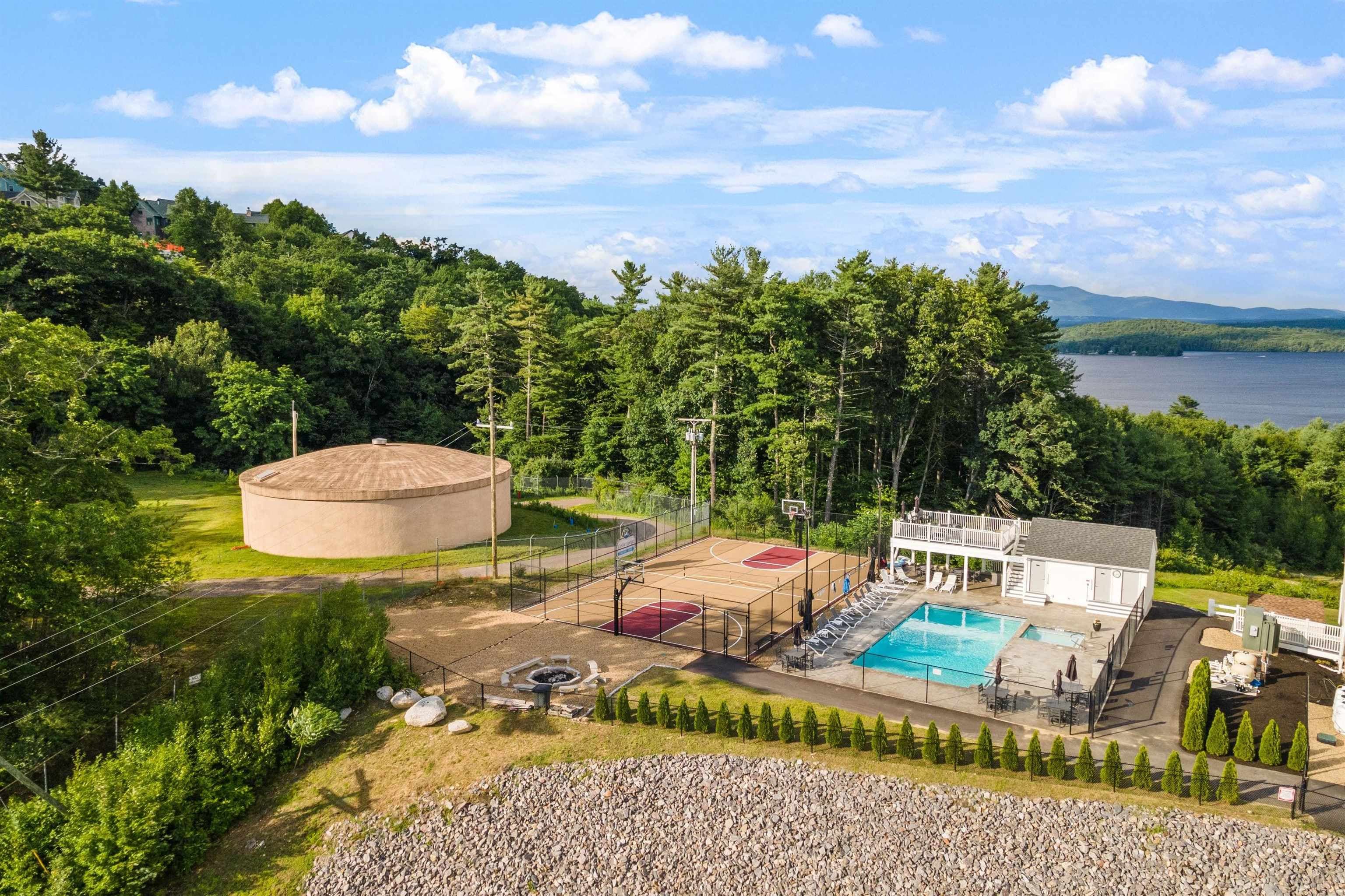Overview of Pool and Basketball Court