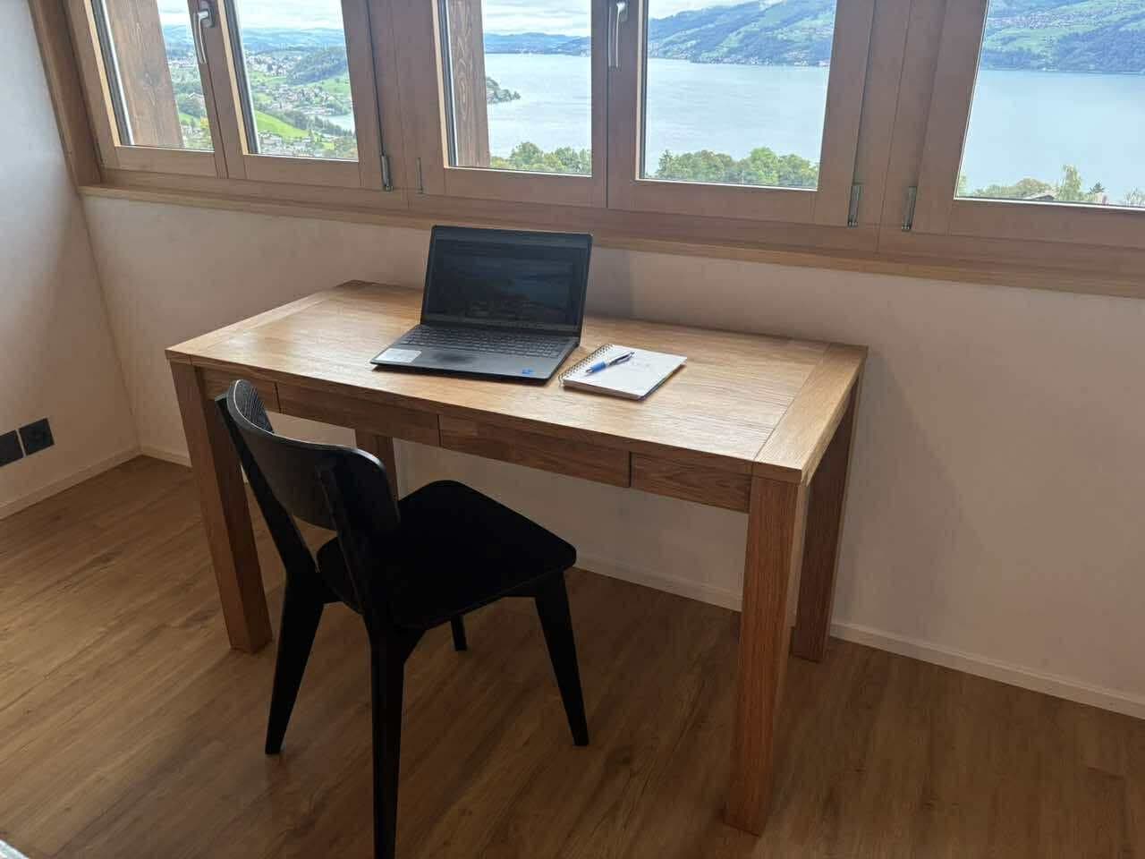 Work desk with lake view