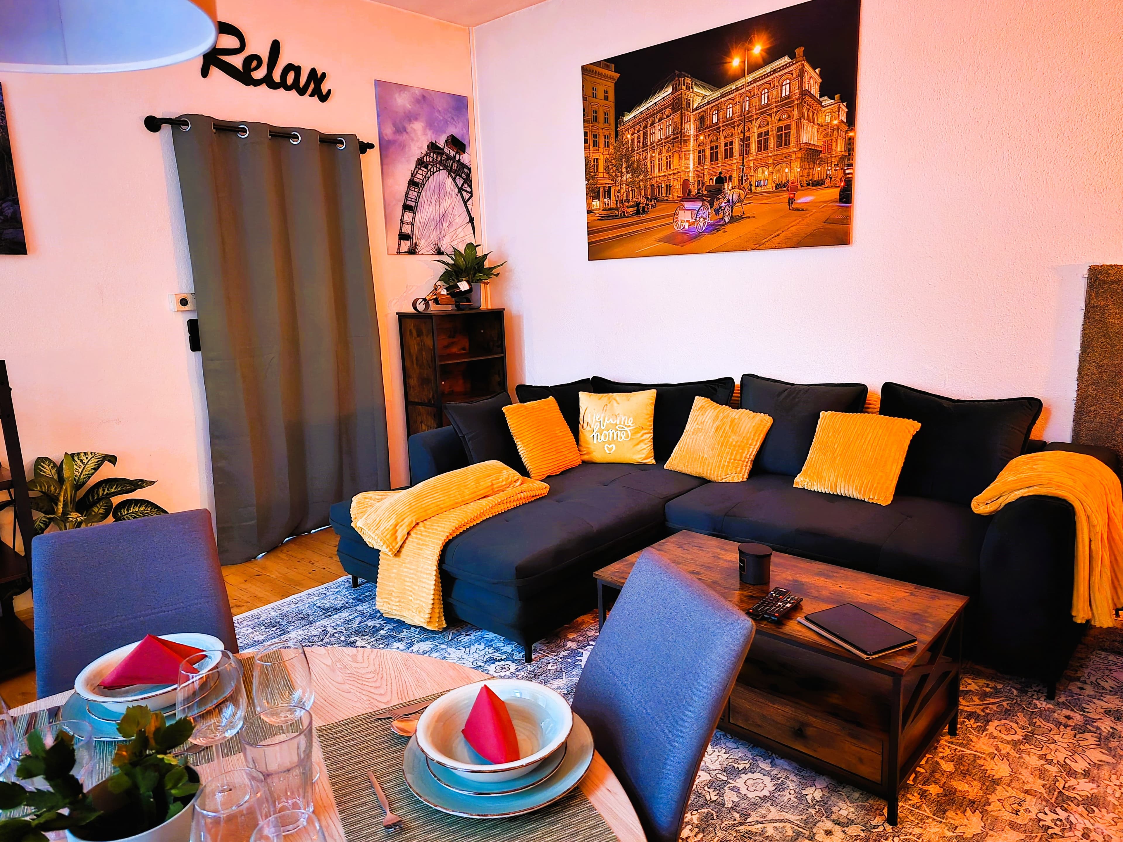 Sofa living room at sunset