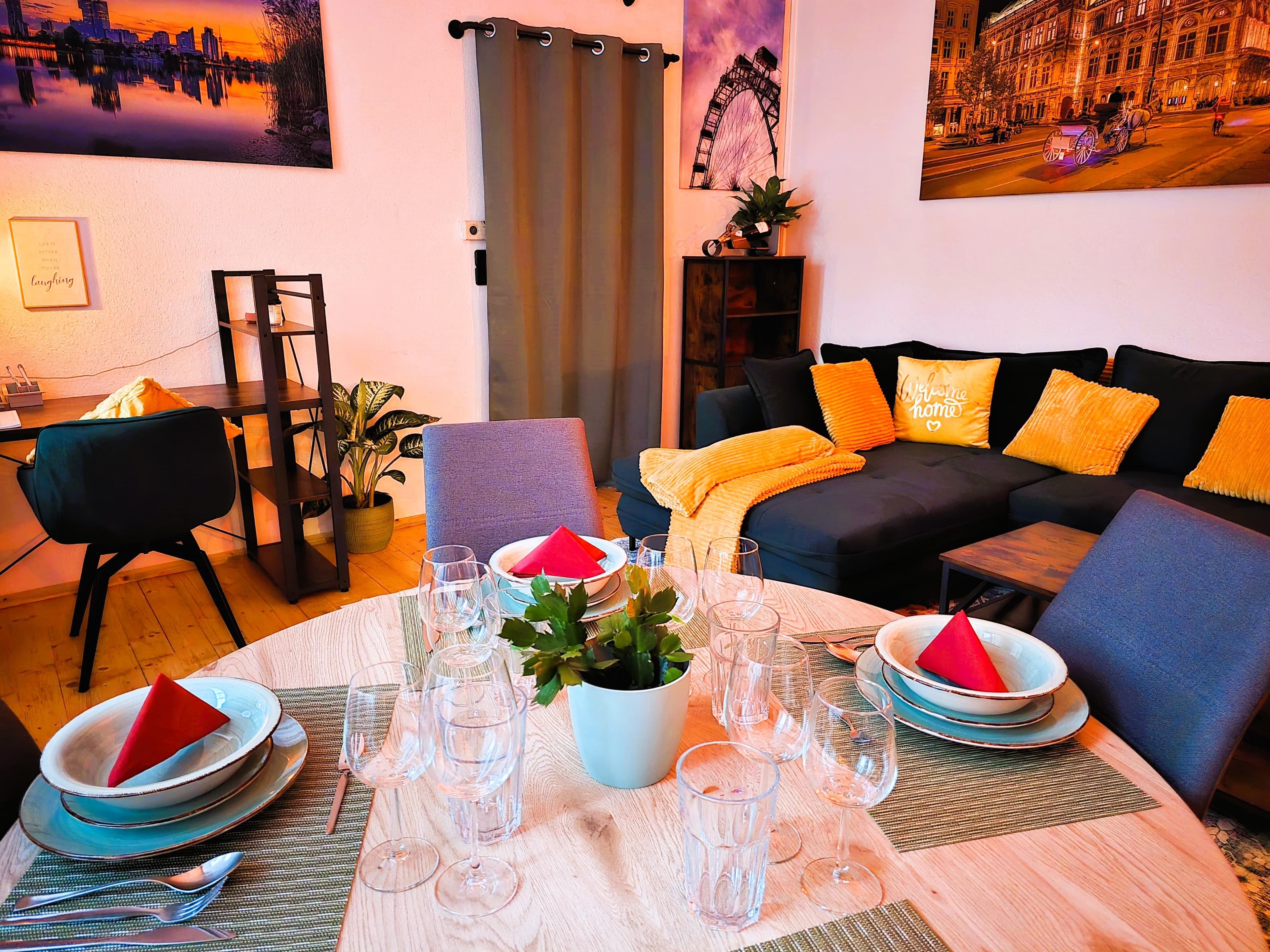 Sunset atmosphere in the living room