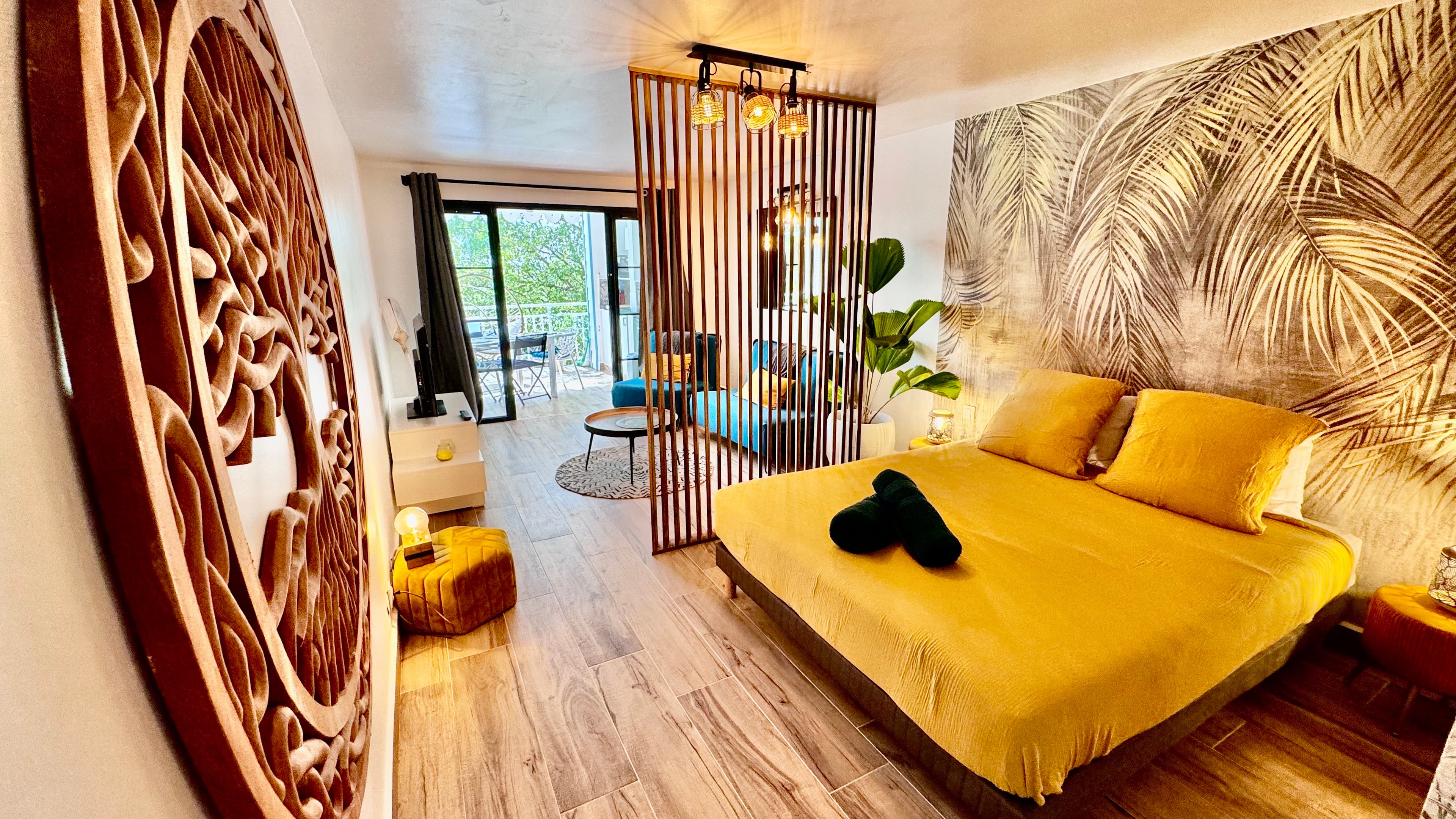 Chambre vue panoramique- Studio TI KAZ BONNEUW - Village Vacances Sainte Anne GUADELOUPE - Concierge