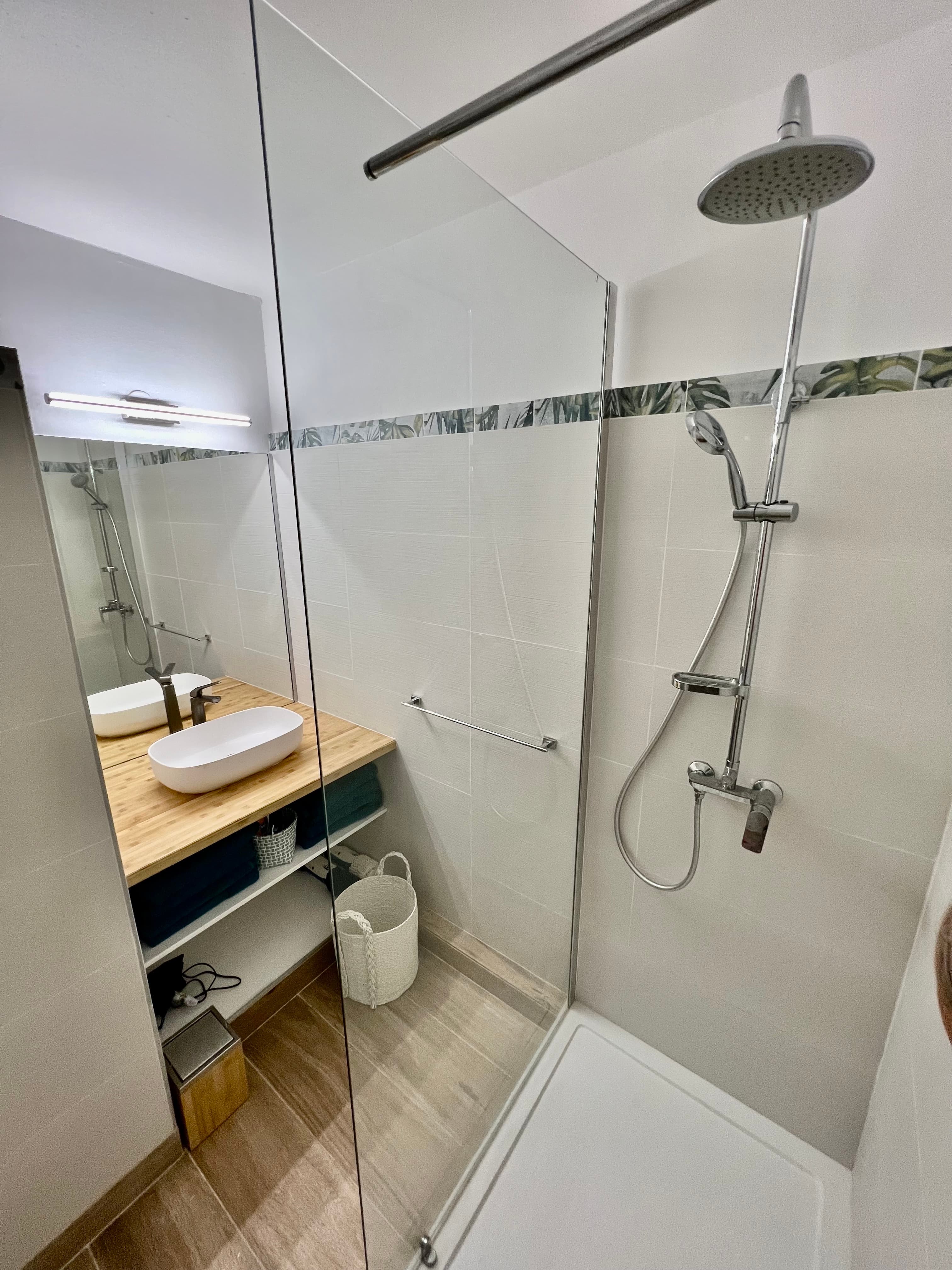 1° Salle de bain au rez-de-chaussée -Duplex LA JUNGLE BLEUE - Résidence Anse MARGOT - SAINT MARTIN