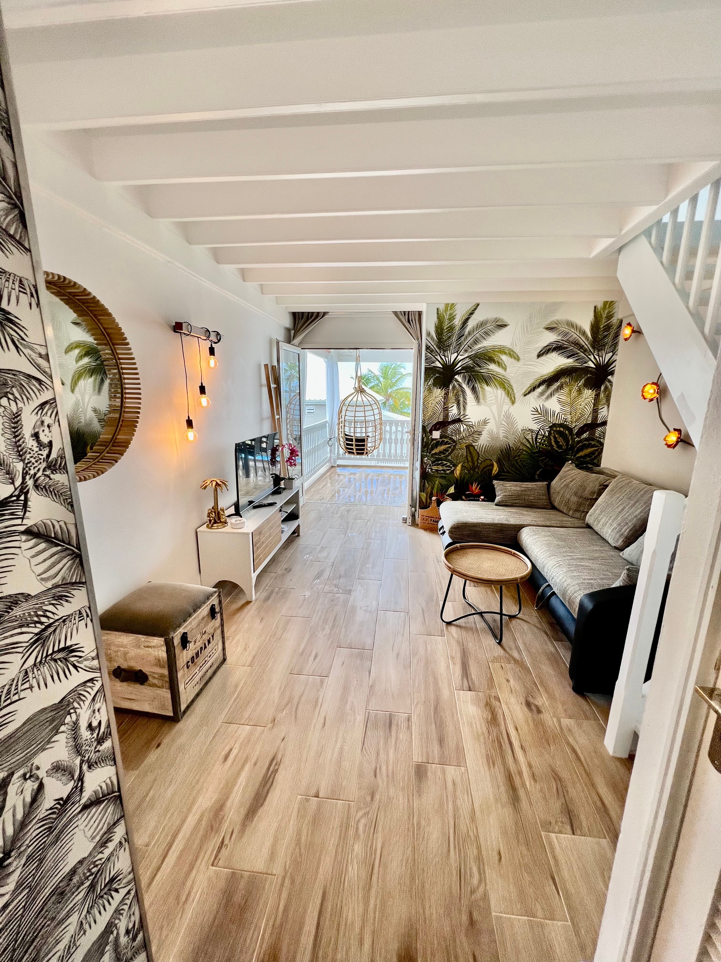 Salon vue de l'entrée 2 -Duplex LA JUNGLE BLEUE - Résidence Anse MARGOT - SAINT MARTIN