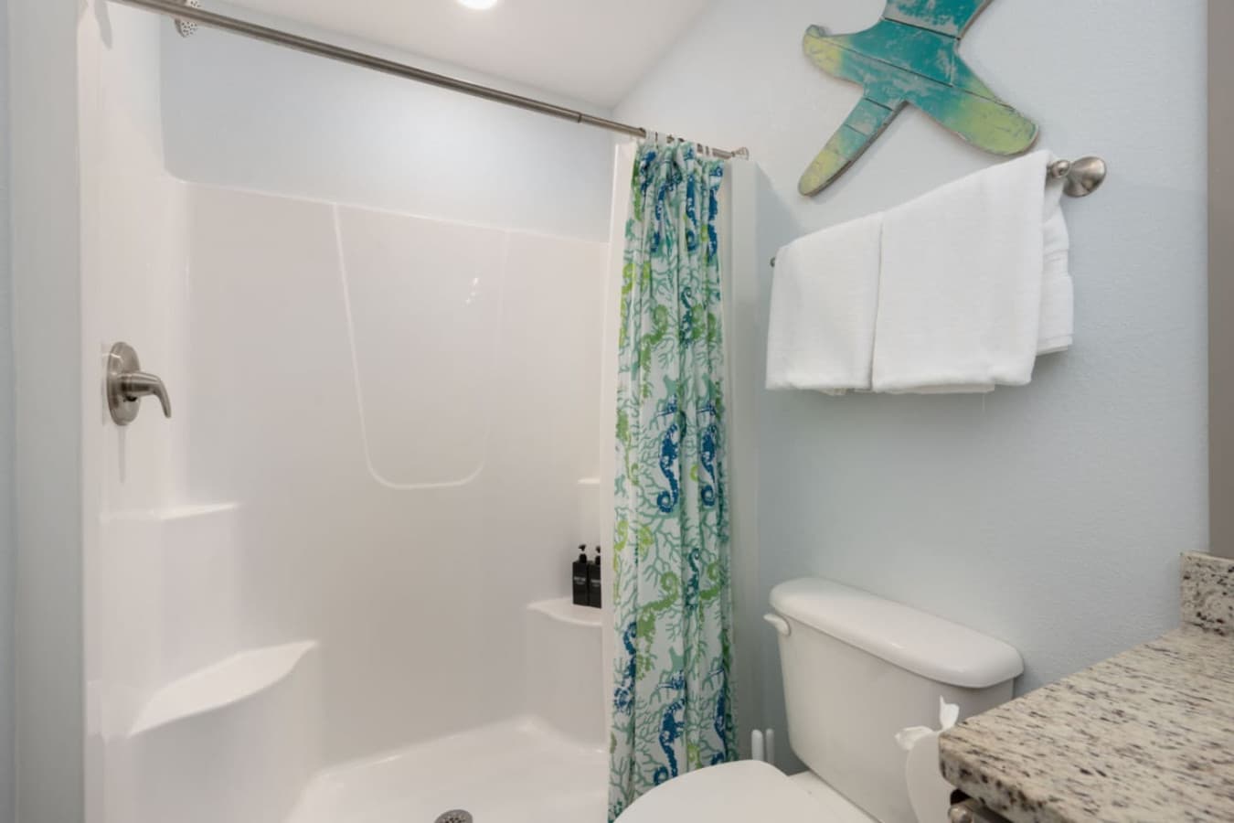 Clean tub & shower combo, ideal for quick rinses or relaxed soaks