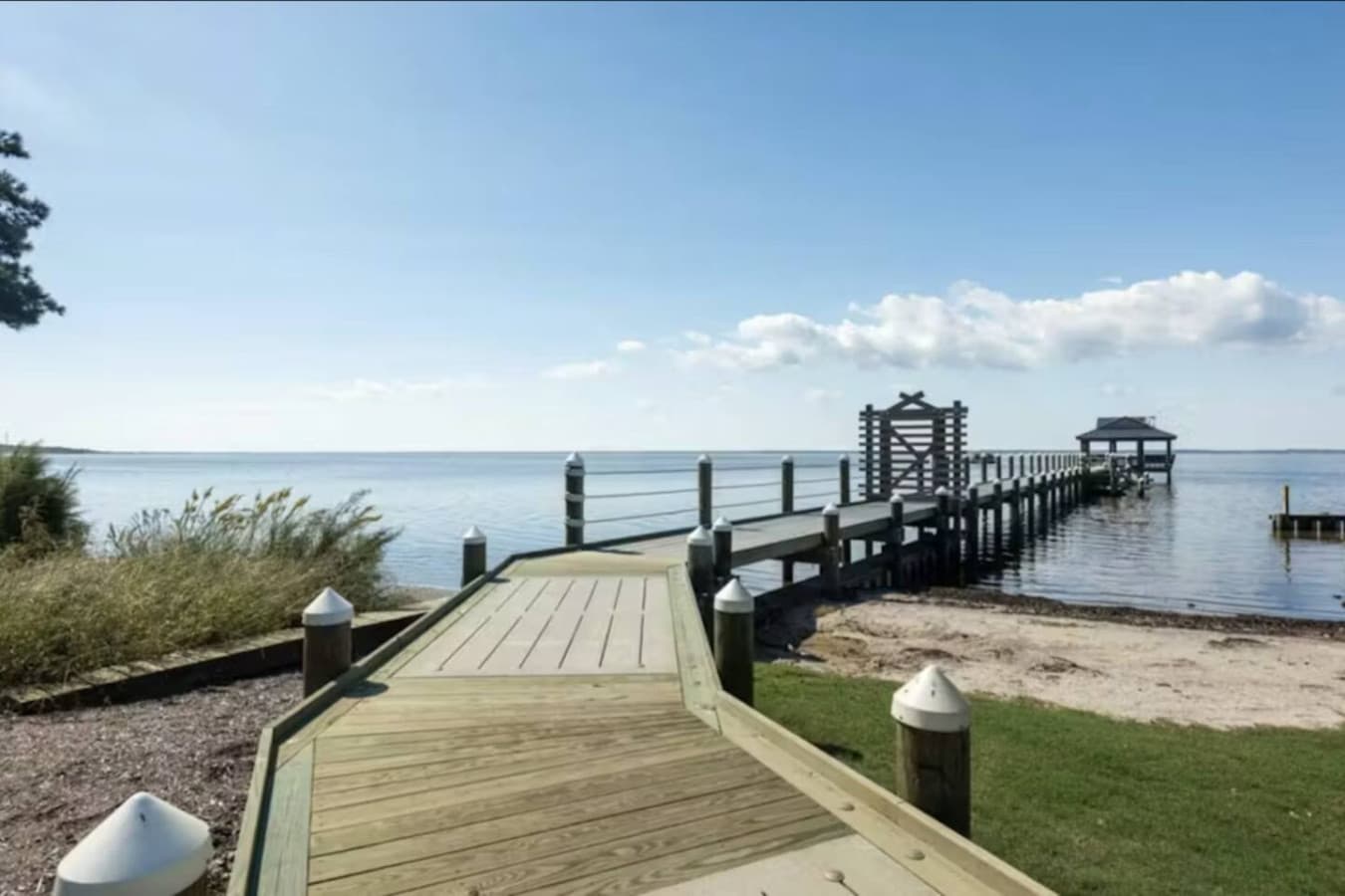Community boardwalk out to the sound pier & gazebo, made for sunset views over the water.