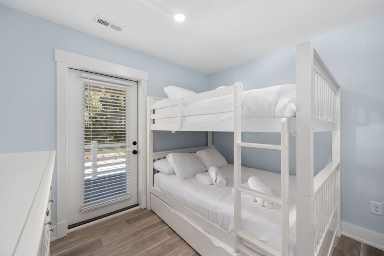 Fun bunk room w/ sturdy beds & space kids will love.