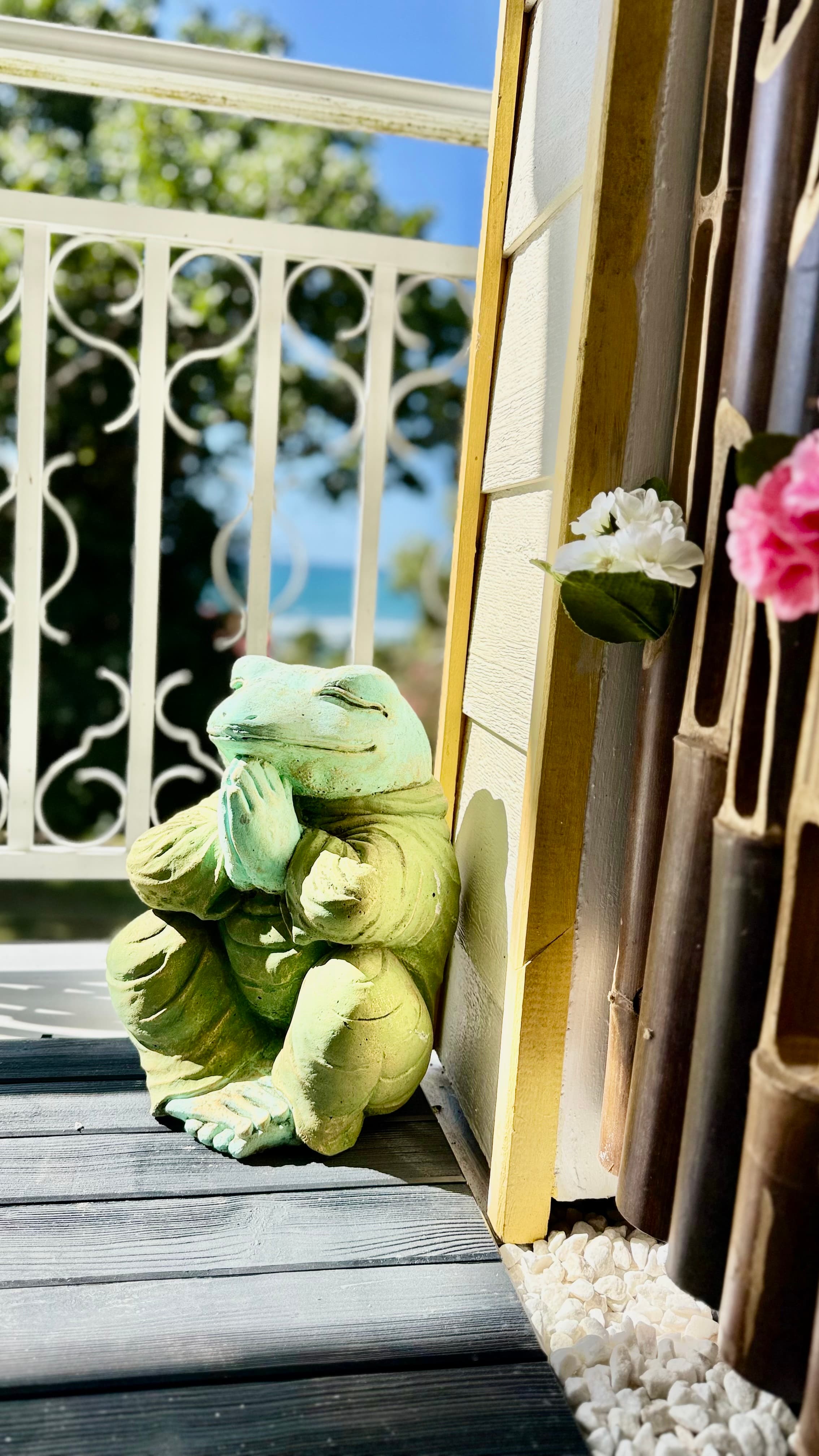 Déco grenouilles TI KAZ CHEWIDOUDOU Pierre & Vacances Sainte Anne Guadeloupe - Conciergerie SHIVAKE