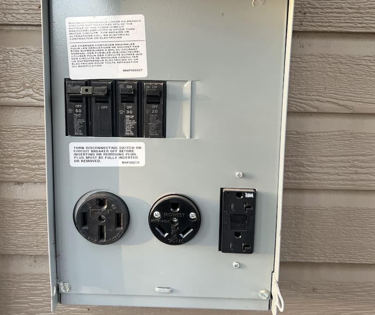 50 AMP connection to charge your Tesla or other EV.