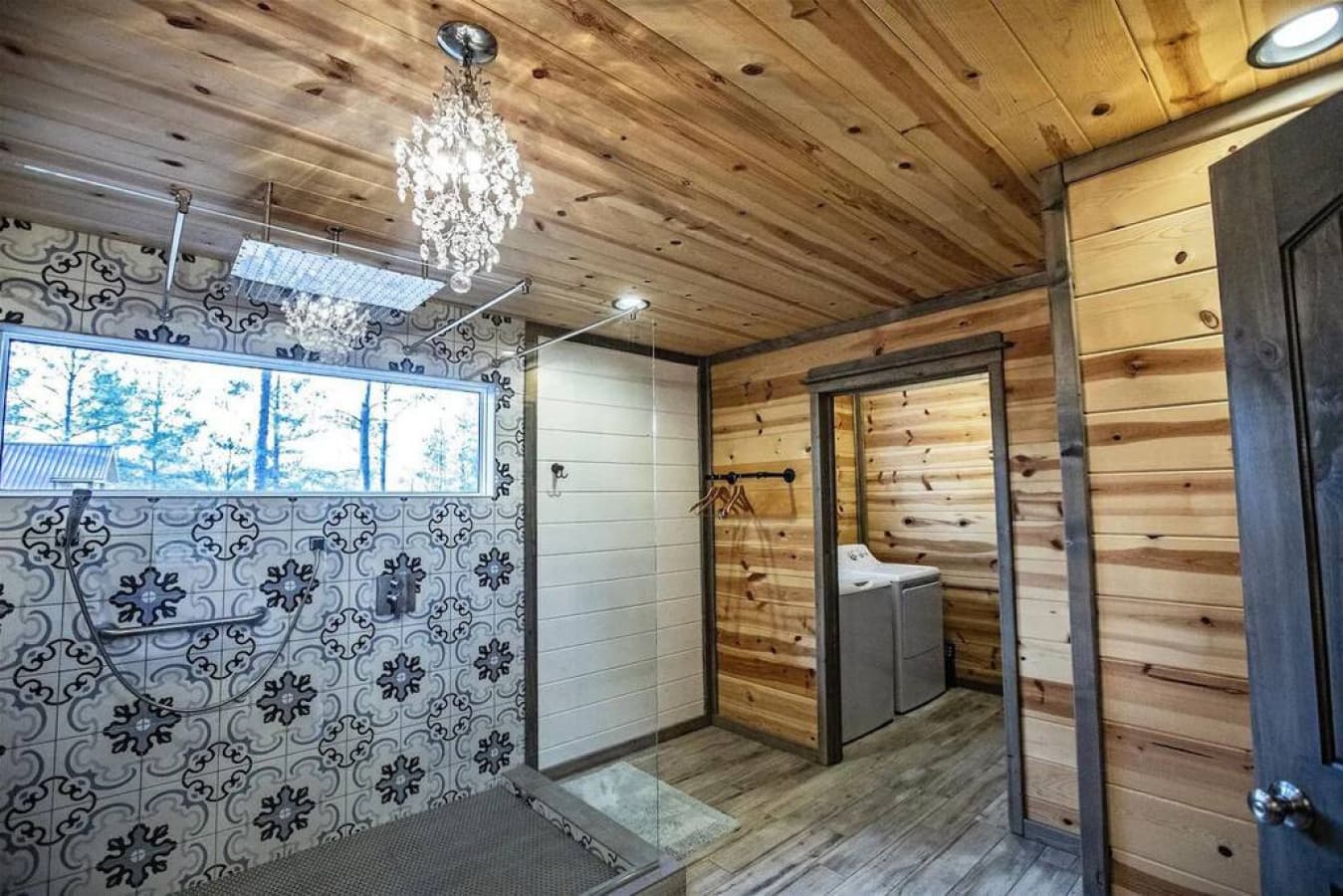 Wonderful walk-in shower + 
Washer & Dryer immediately off the bathroom