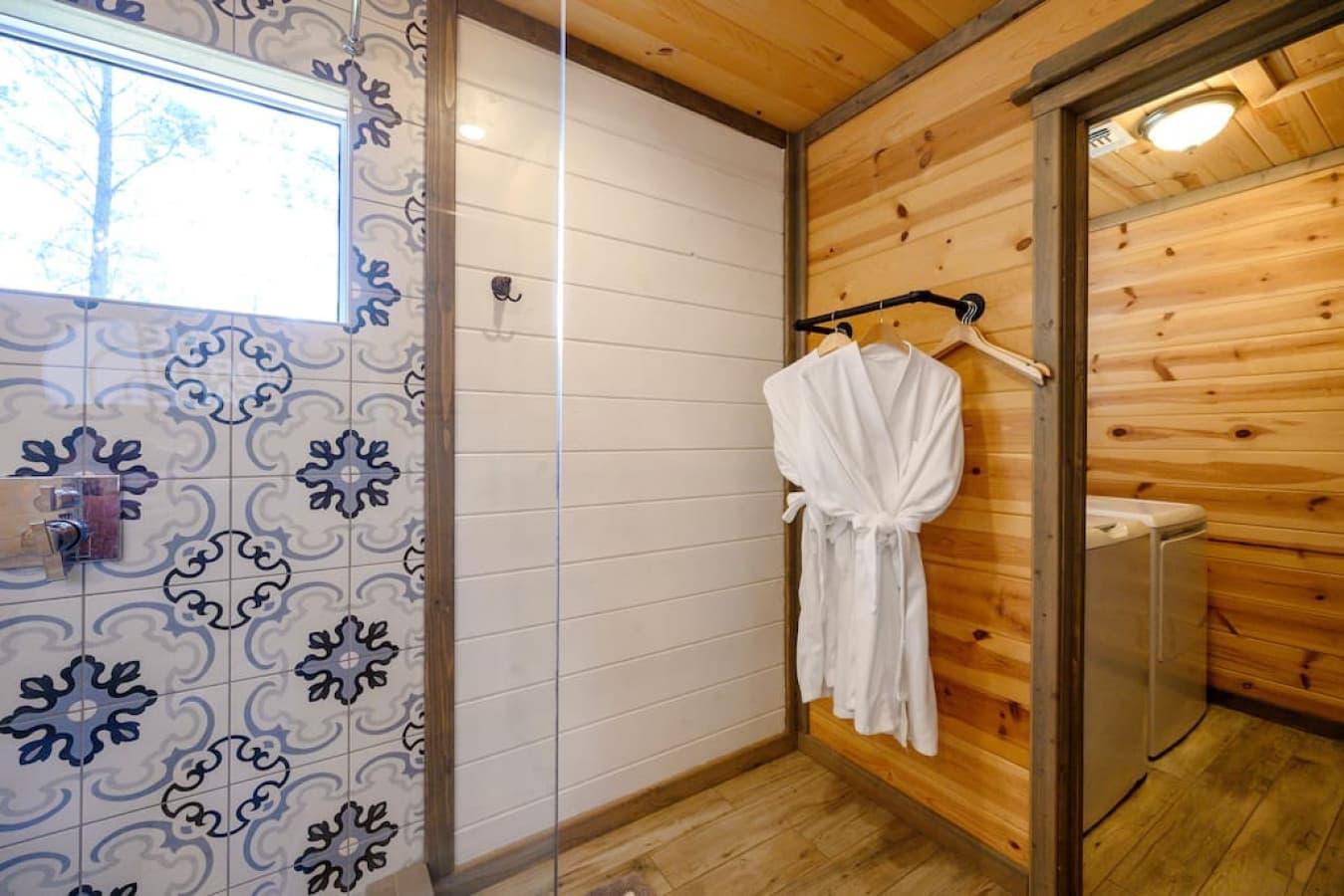 Wonderful walk-in shower + 
Washer & Dryer immediately off the bathroom