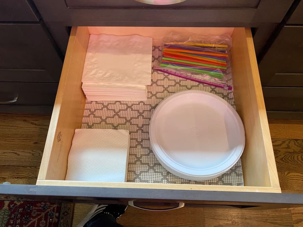 Paper plates/napkins and straws.