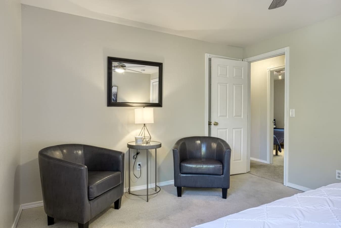 king master bedroom on top floor with private door to bath (behind bedroom door)