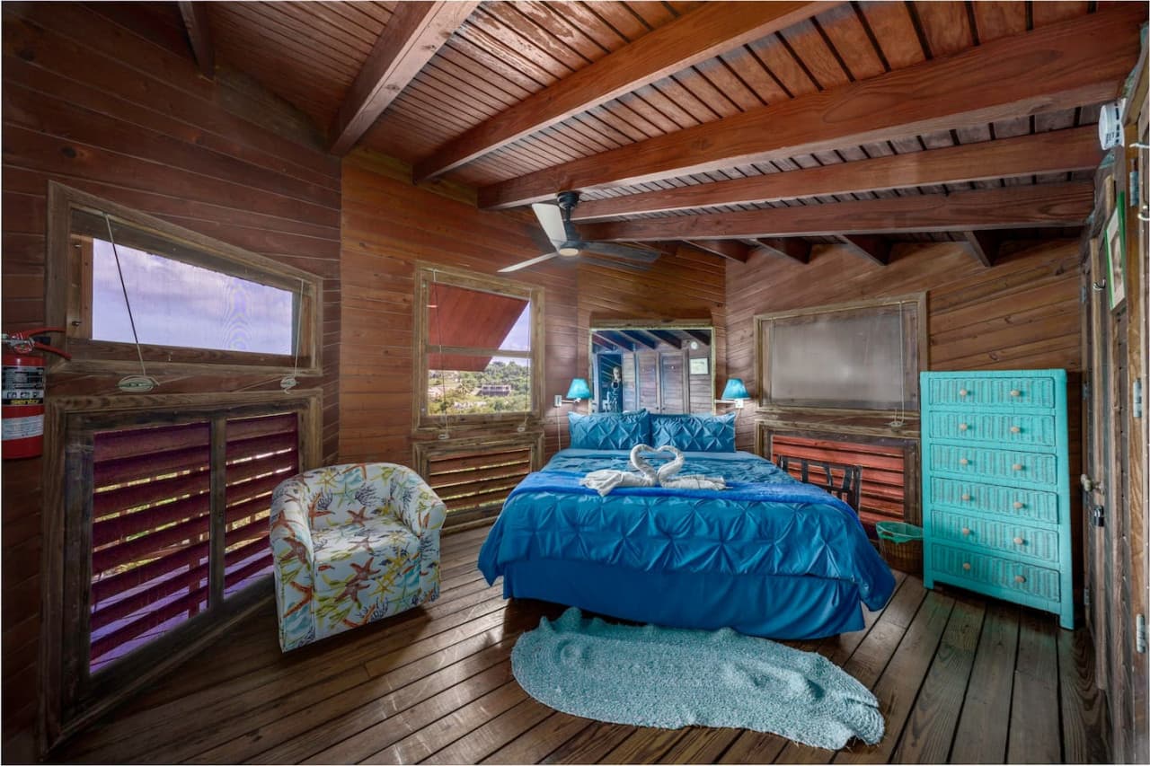 Upstairs loft bedroom with new king memory mattress and some amazing views!