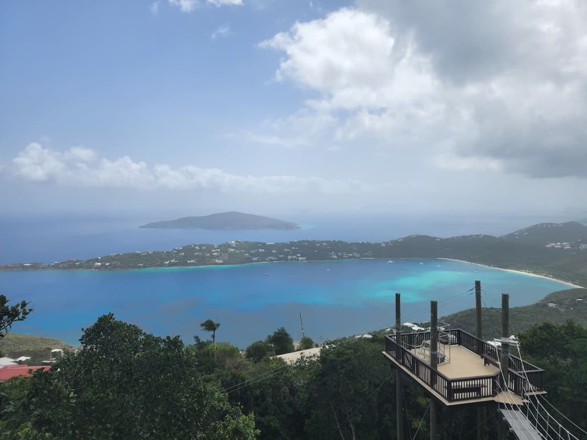 Zip line above Magens Bay