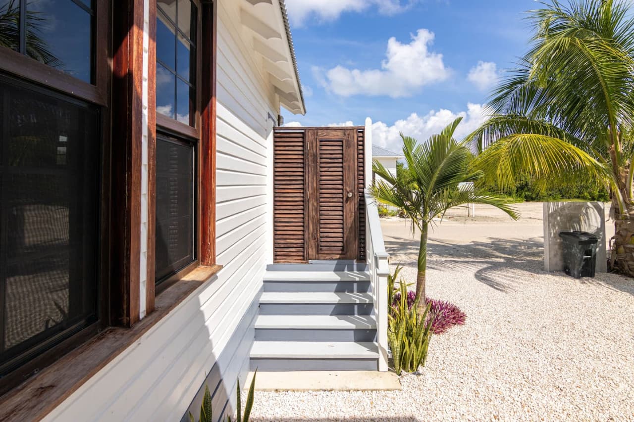 Exterior entrance to outdoor shower.