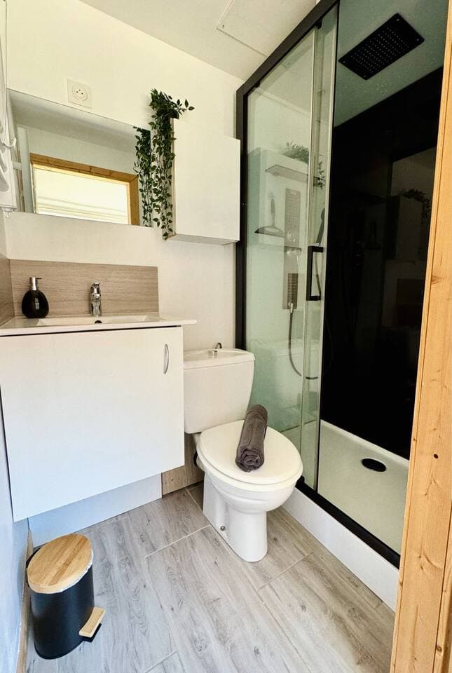 Petite salle de bain avec douche