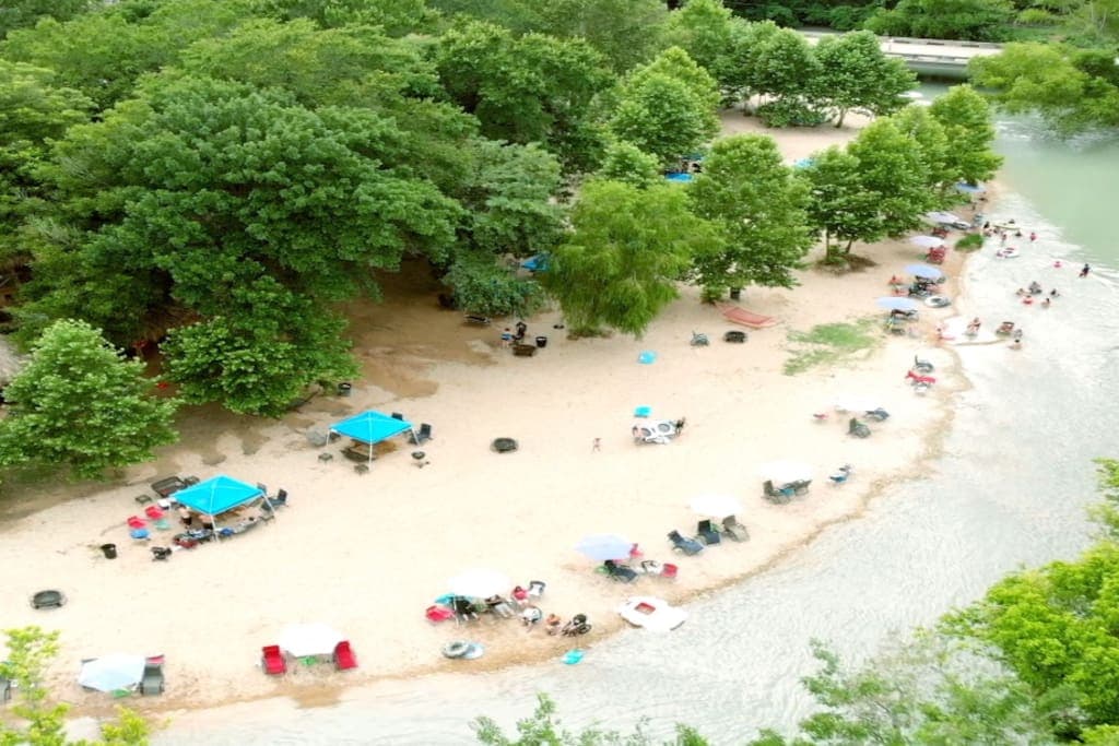 We have a nice, large beach are at Son's Blue River Camp!