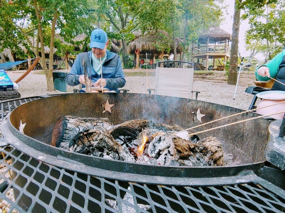 Its fun to roast marshmallows and hang out by the river at night!