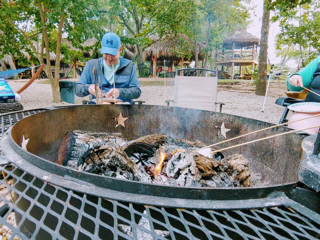 Its fun to roast marshmallows and hang out by the river at night!