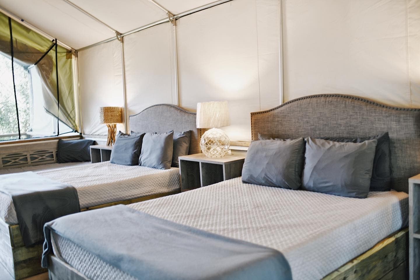 Son's Geornimo Waterfront Cabins each have 2 queen beds and 2 twin day beds