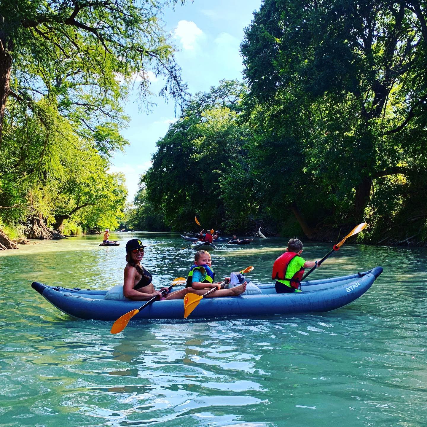 We have single and double, (or in this case triple) kayaks!