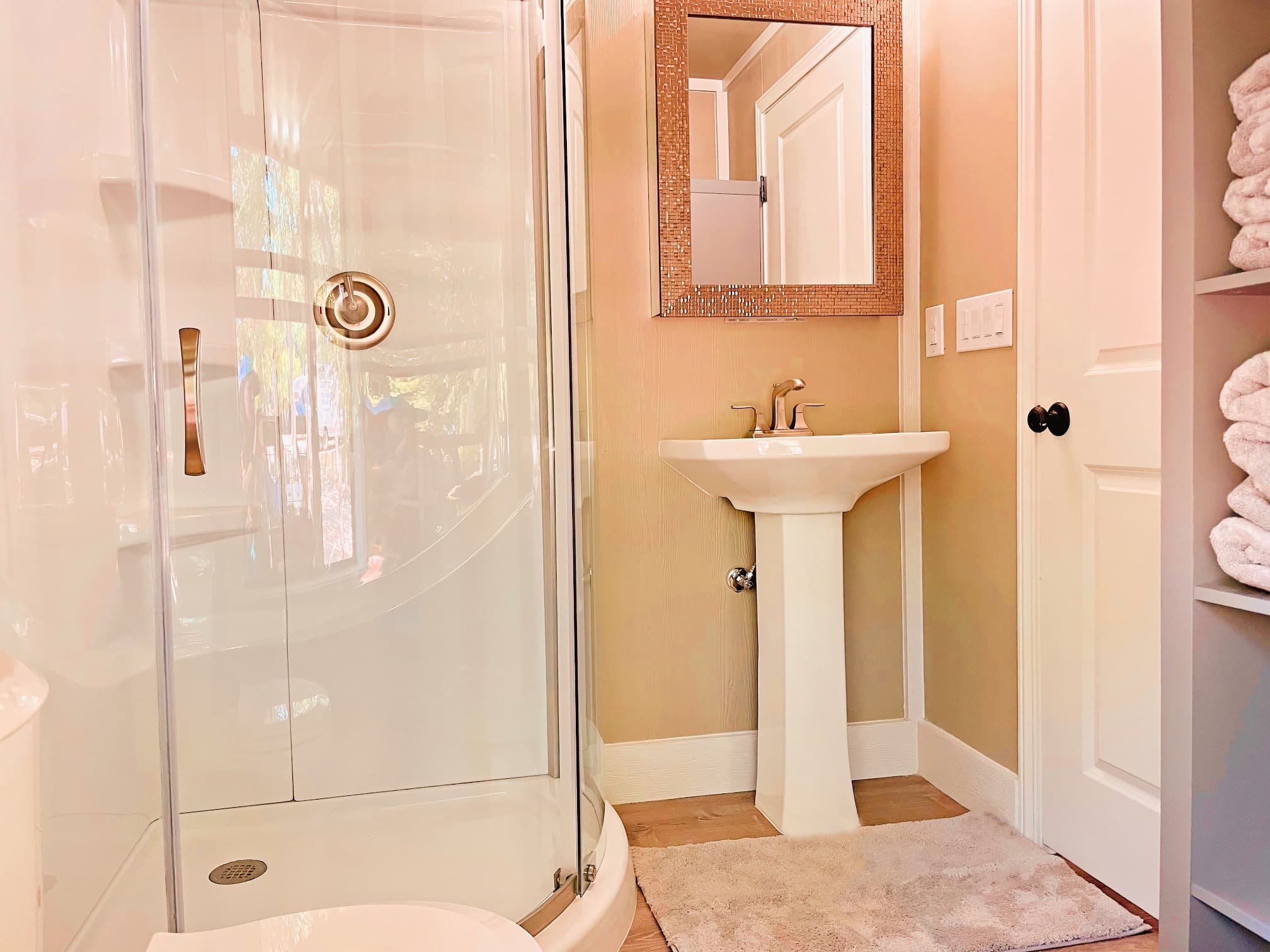 Each cabin has it's own full bathroom in the cabin!