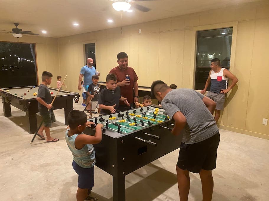The game room has: shuffle board, foosball, pool table & ping pong table! 