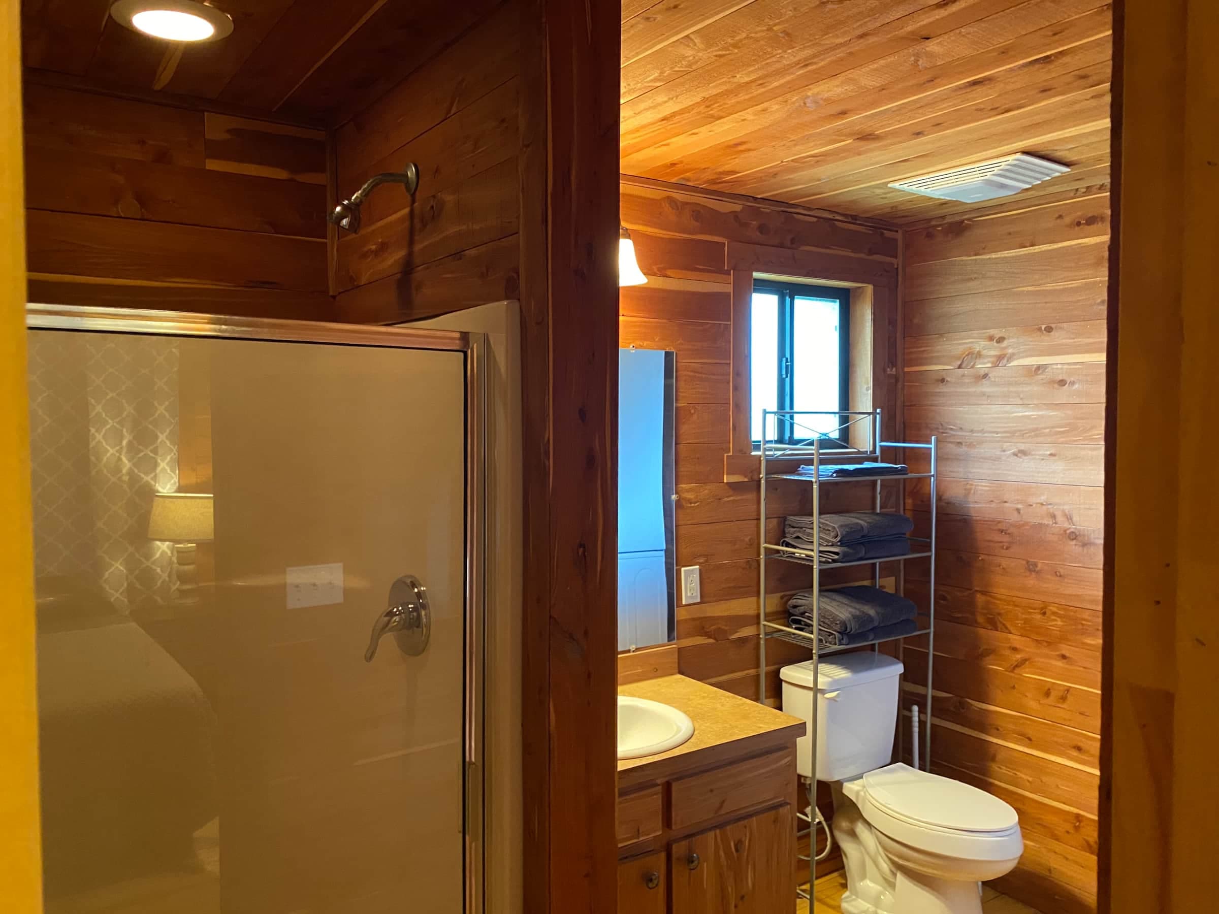 Nice full bathroom with shower and toilet! 