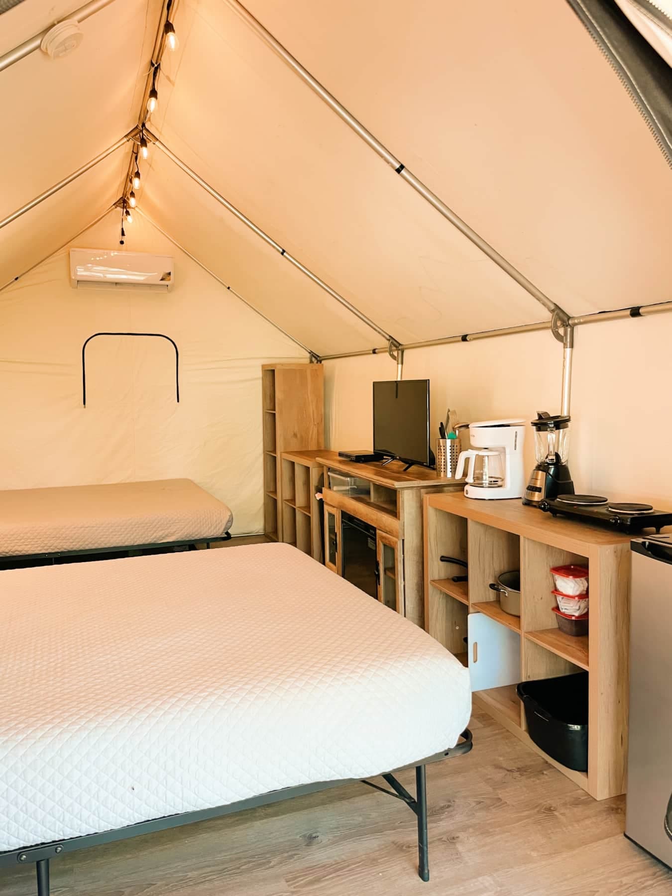 Peak inside tent