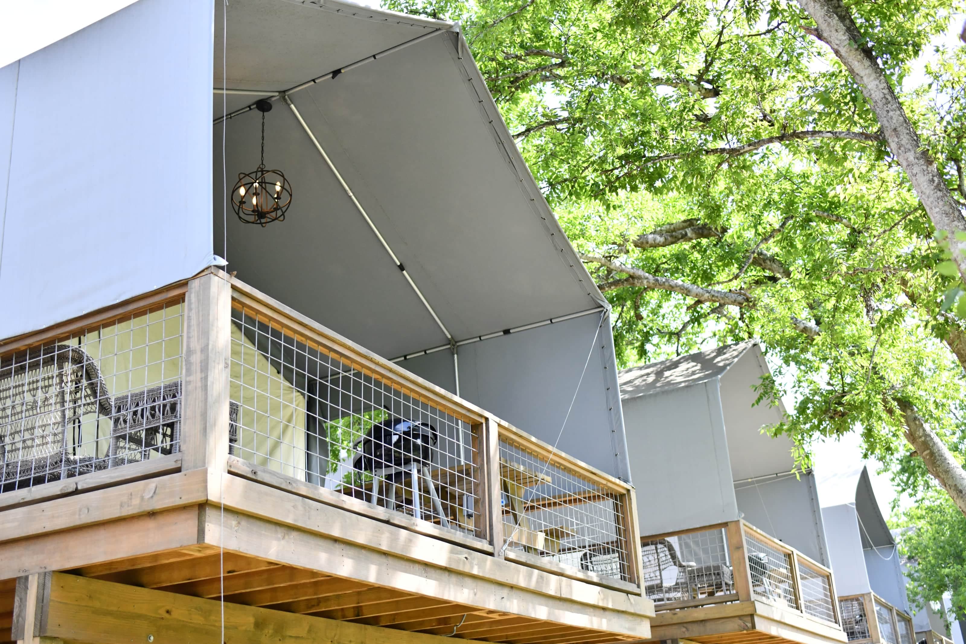 The rear decks on our waterfront cabins