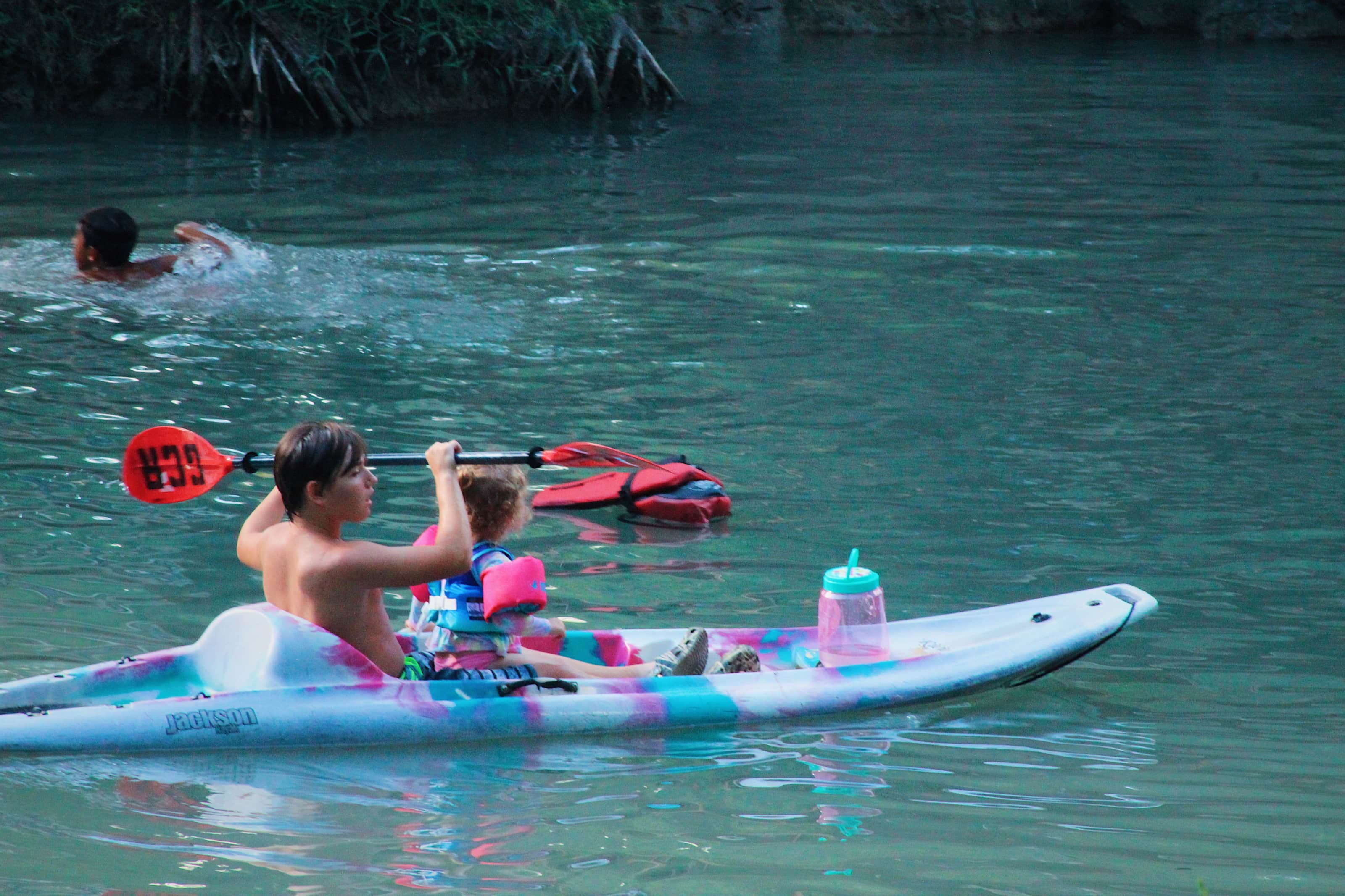 Kayak, paddlebaord, swim, fish