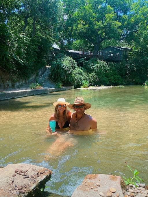 There's a nice shallow gravel bottom area to relax and sit in the creek!