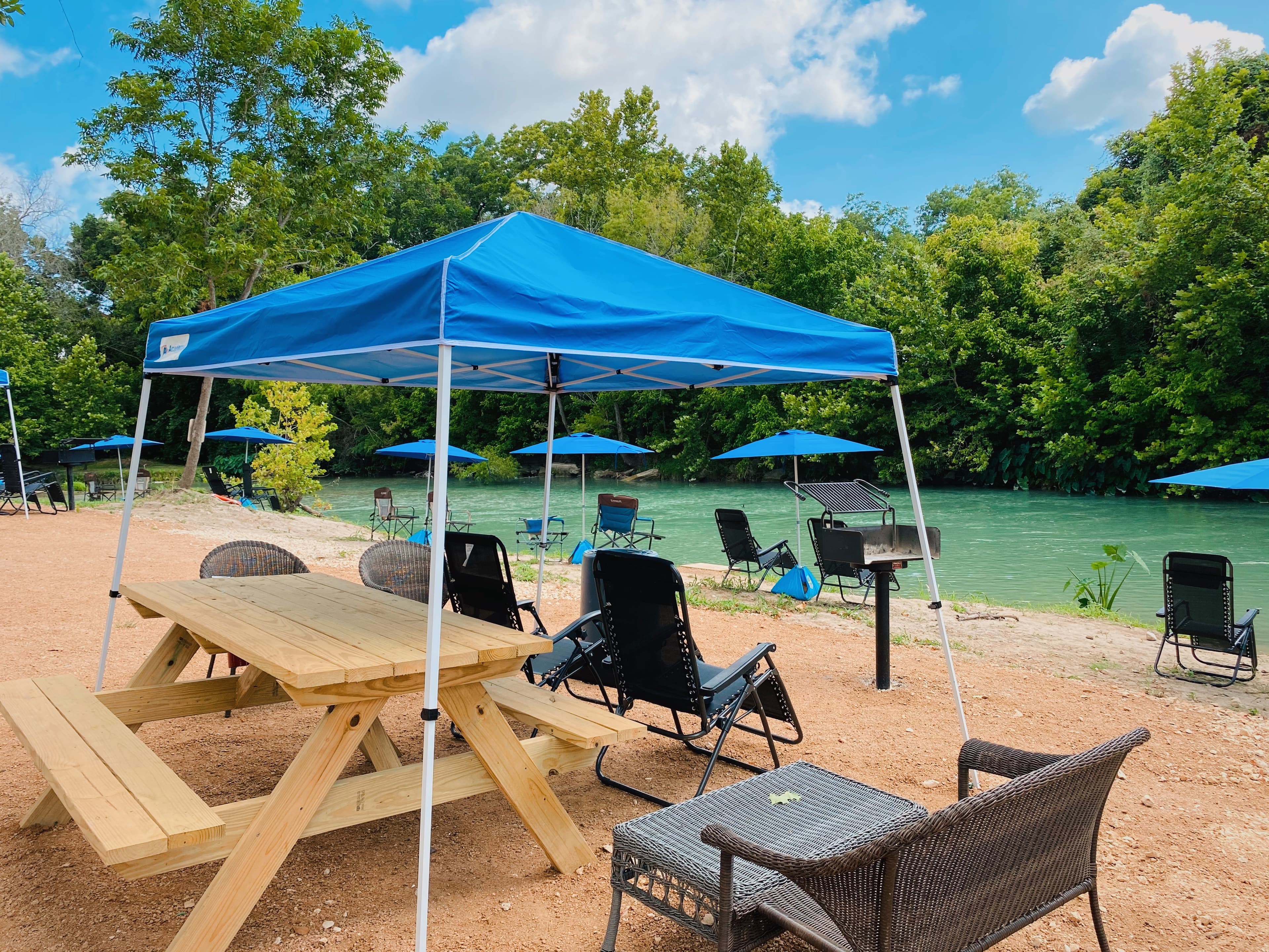 Riverside Covered Picnic Tables are available to rent