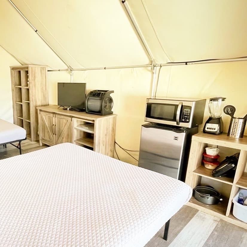 A view inside the tent