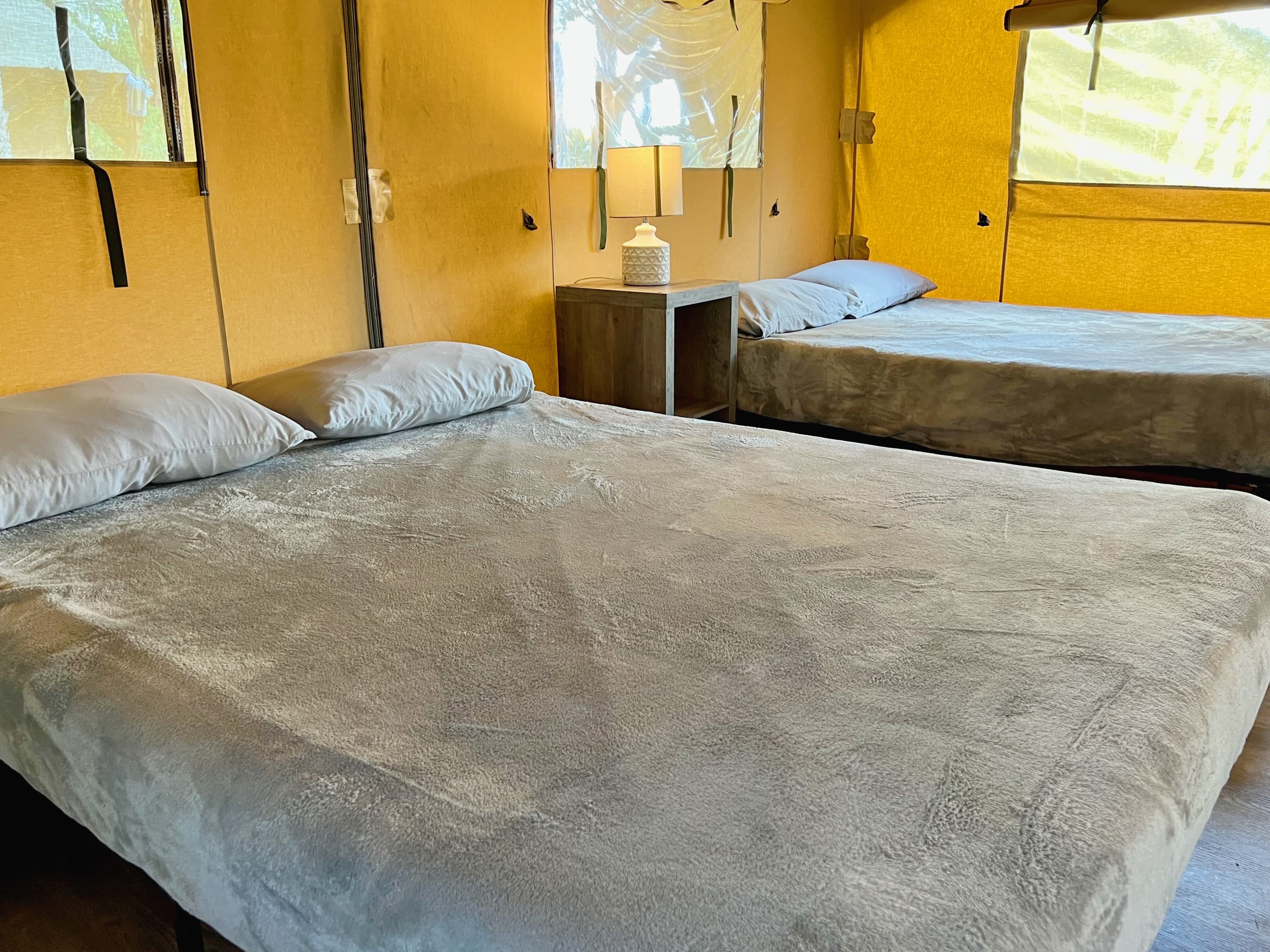 Nice comfy foam matress beds with bedding