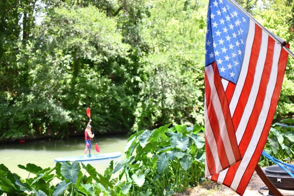 Enjoying the cool waters of the Cibolo Creek!