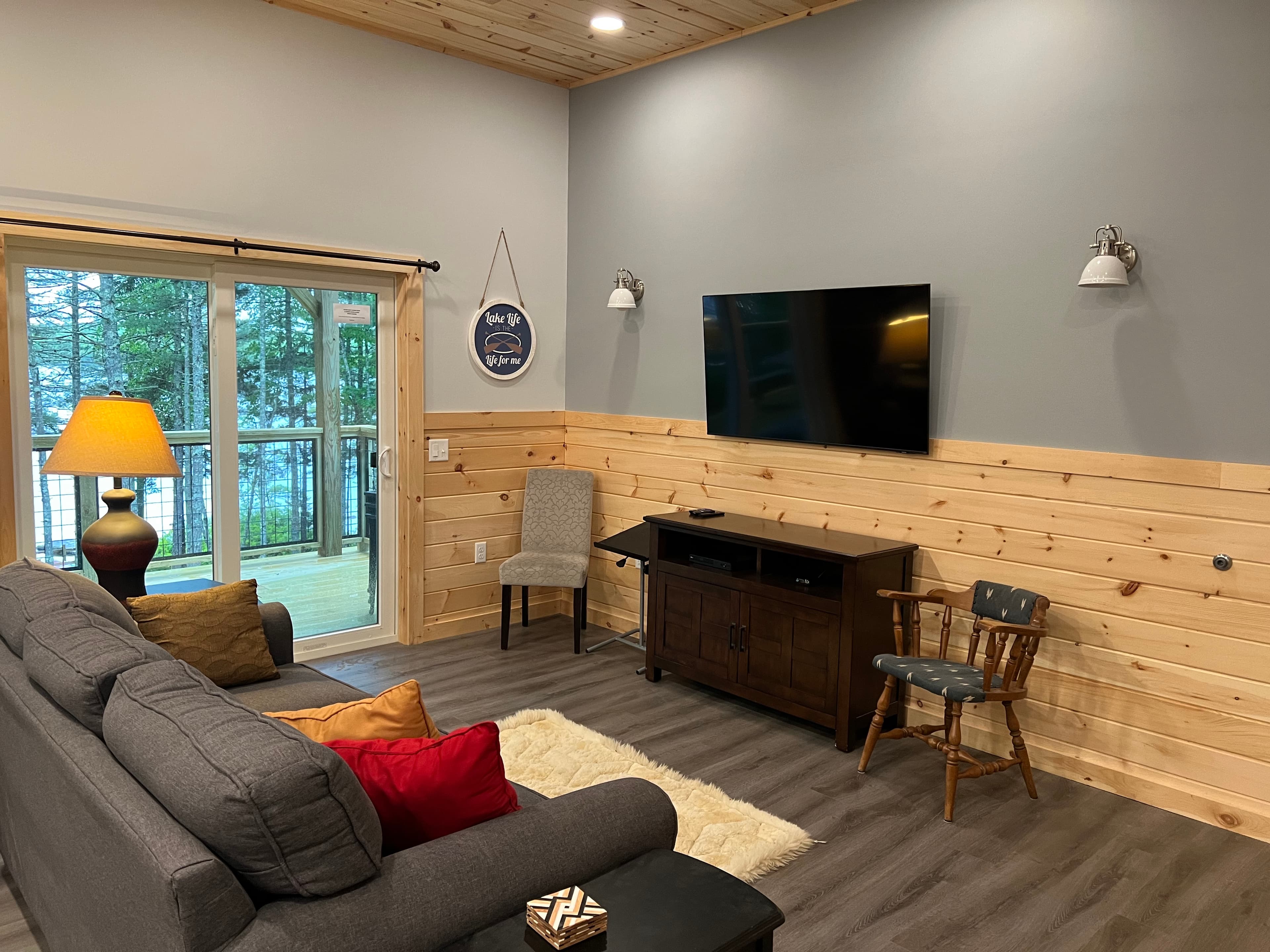 Living Room with a 60" Flat screen and a view.