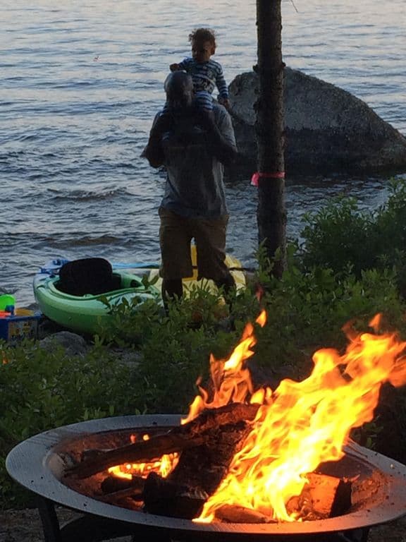 After kayaking, enjoy a fire at sunset.
