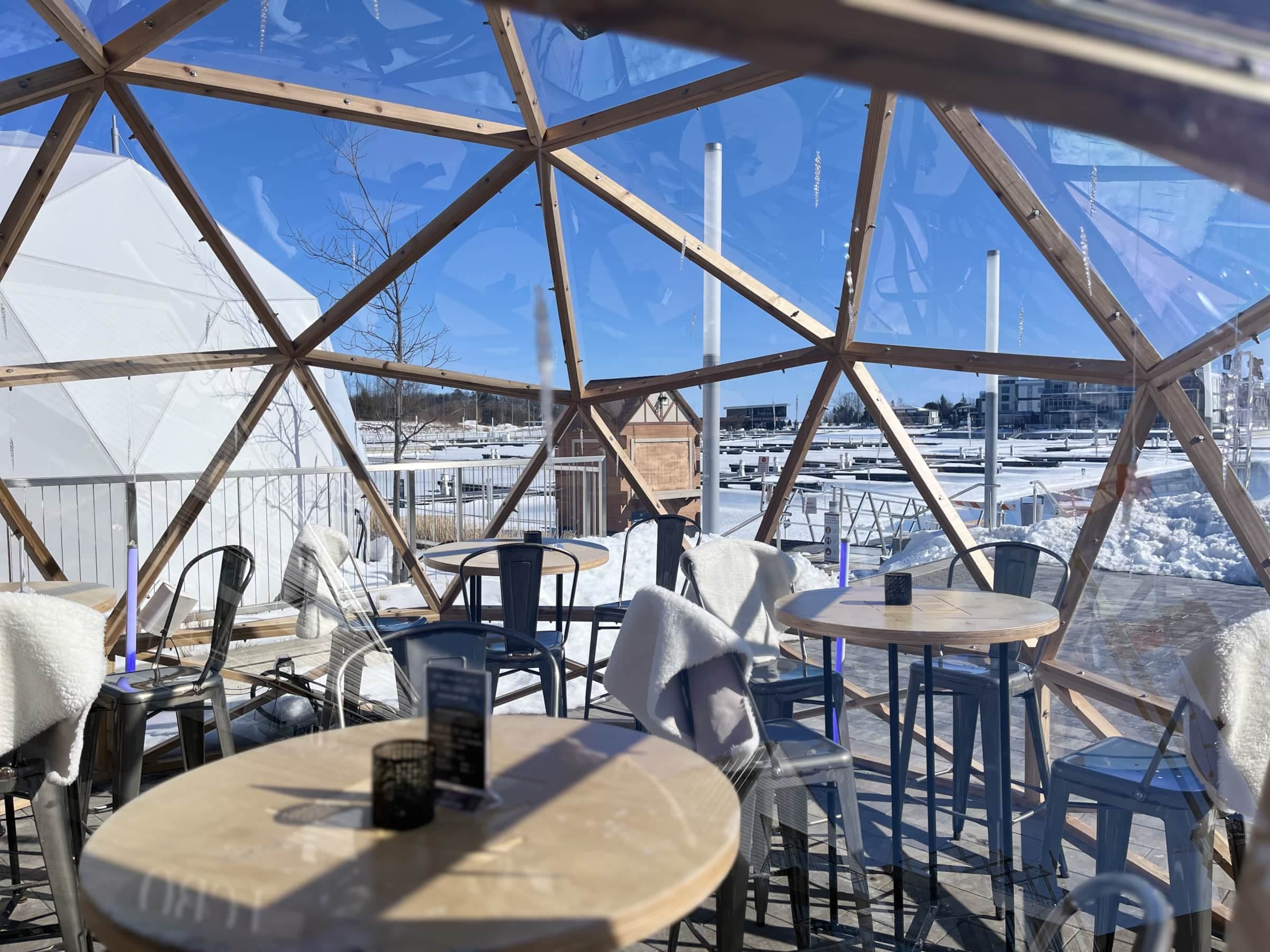 Enjoy an outdoor beverage along the Marina Boardwalk