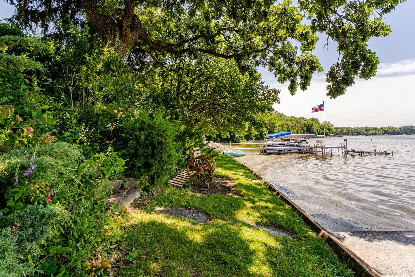 View of neighbor's pier from shoreline.