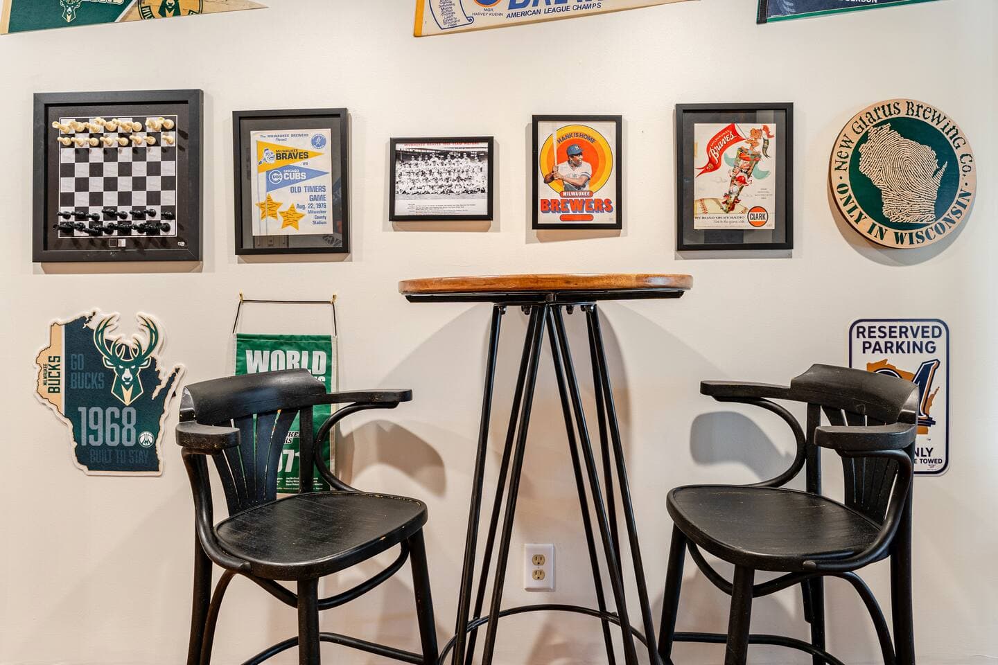 Barstools with table offered in Gameroom.