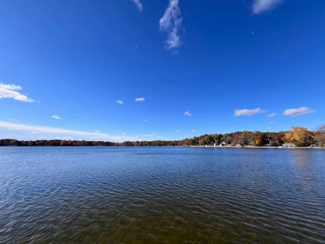 View of Bohner Lake from pier. Pier is dismantled and set at shore from months of November to May.