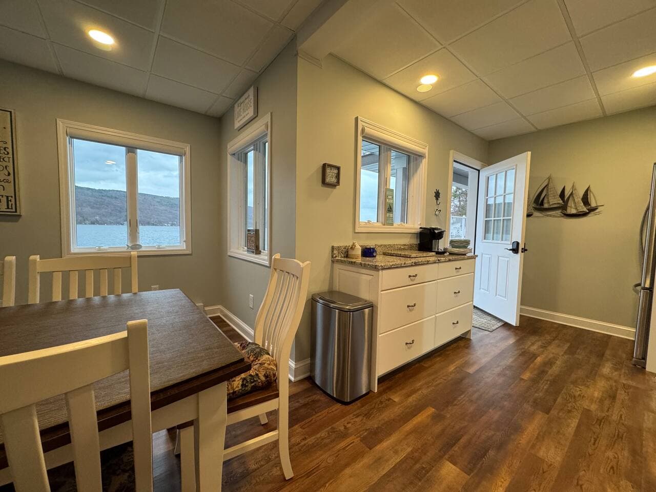 This bonus kitchenette is where you can get a quick drink coming back from the lake in the lower level.