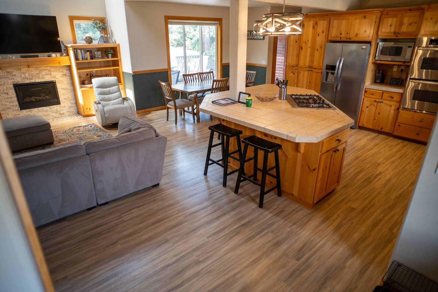 Open floor concept allowing the kitchen, dining, and living rooms to be a large, open area.