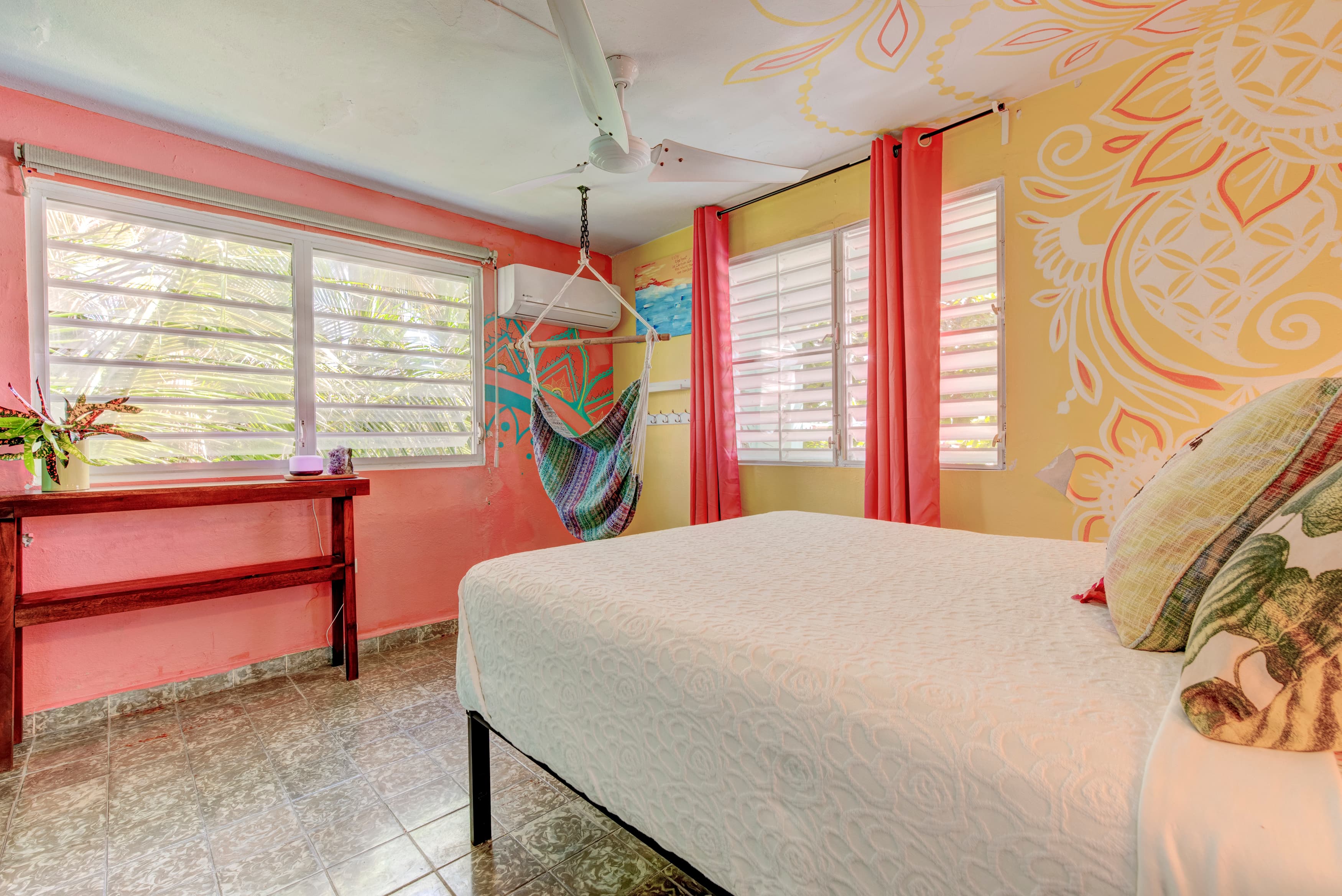 Love Bedroom with Air Conditioner and high speed ceiling fan