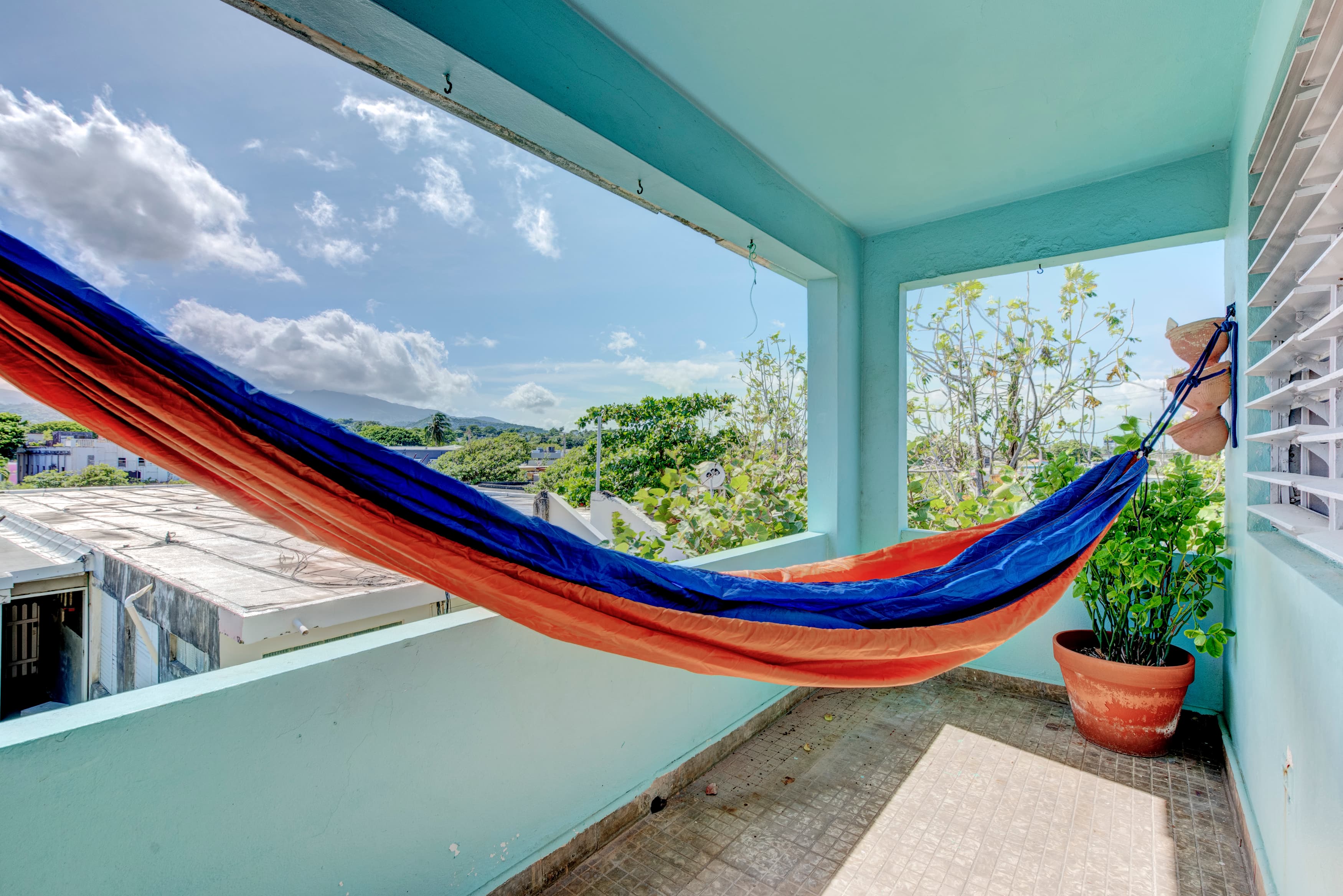 Hammock on Back Patio with view of El Yunque RainForest