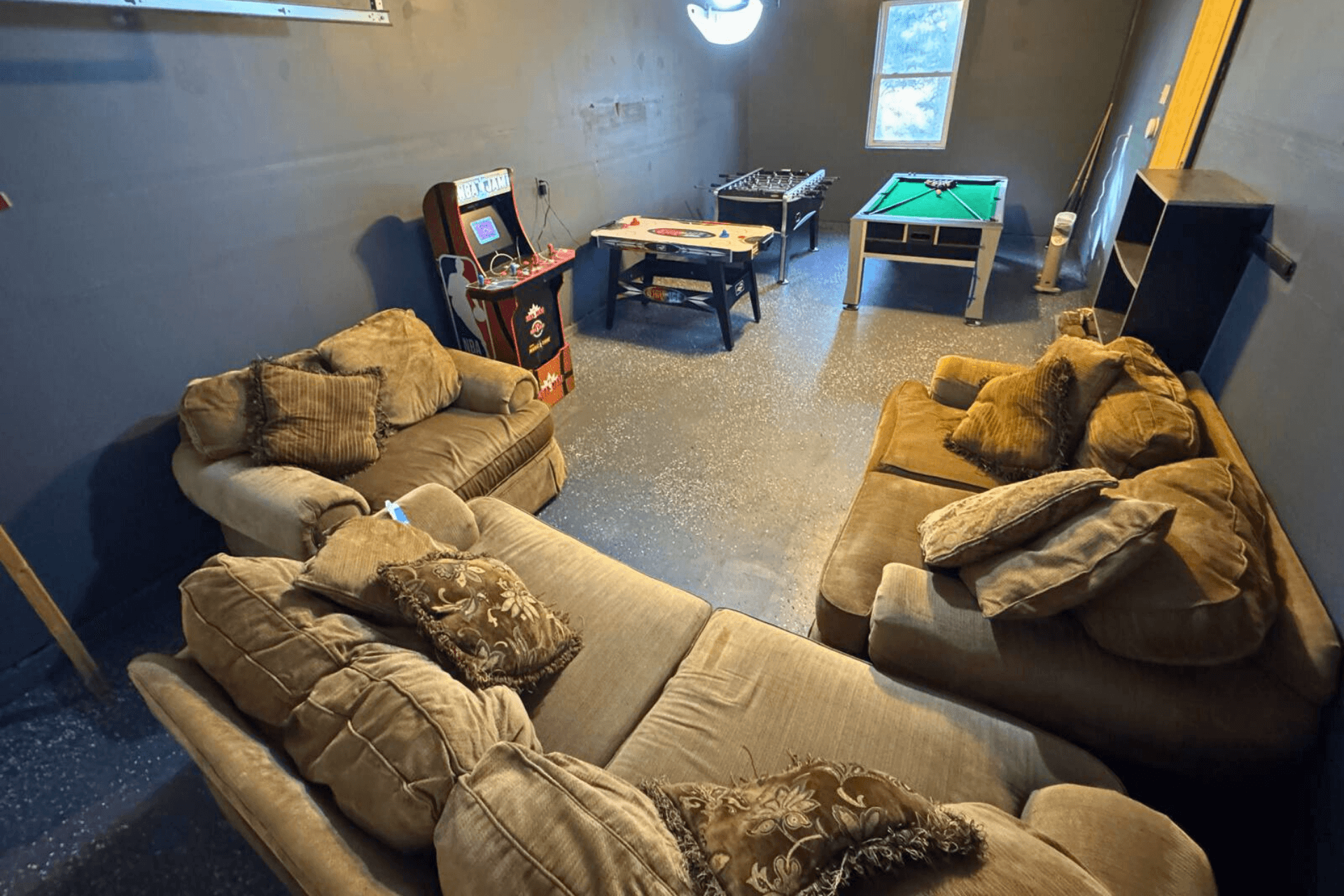 Garage Gameroom - heated with space heaters